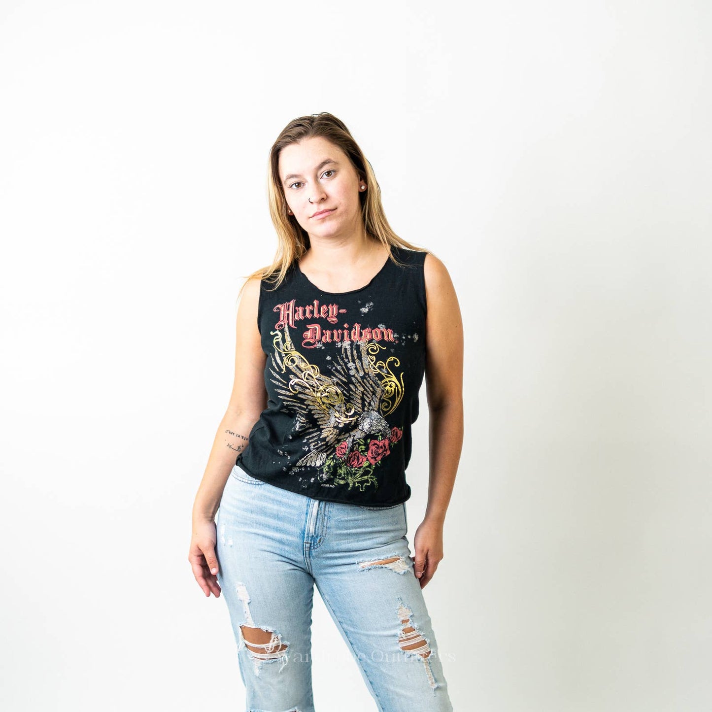 Vintage Y2K 2000s Harley Davidson Biker Motorcycle Cutoff Tee