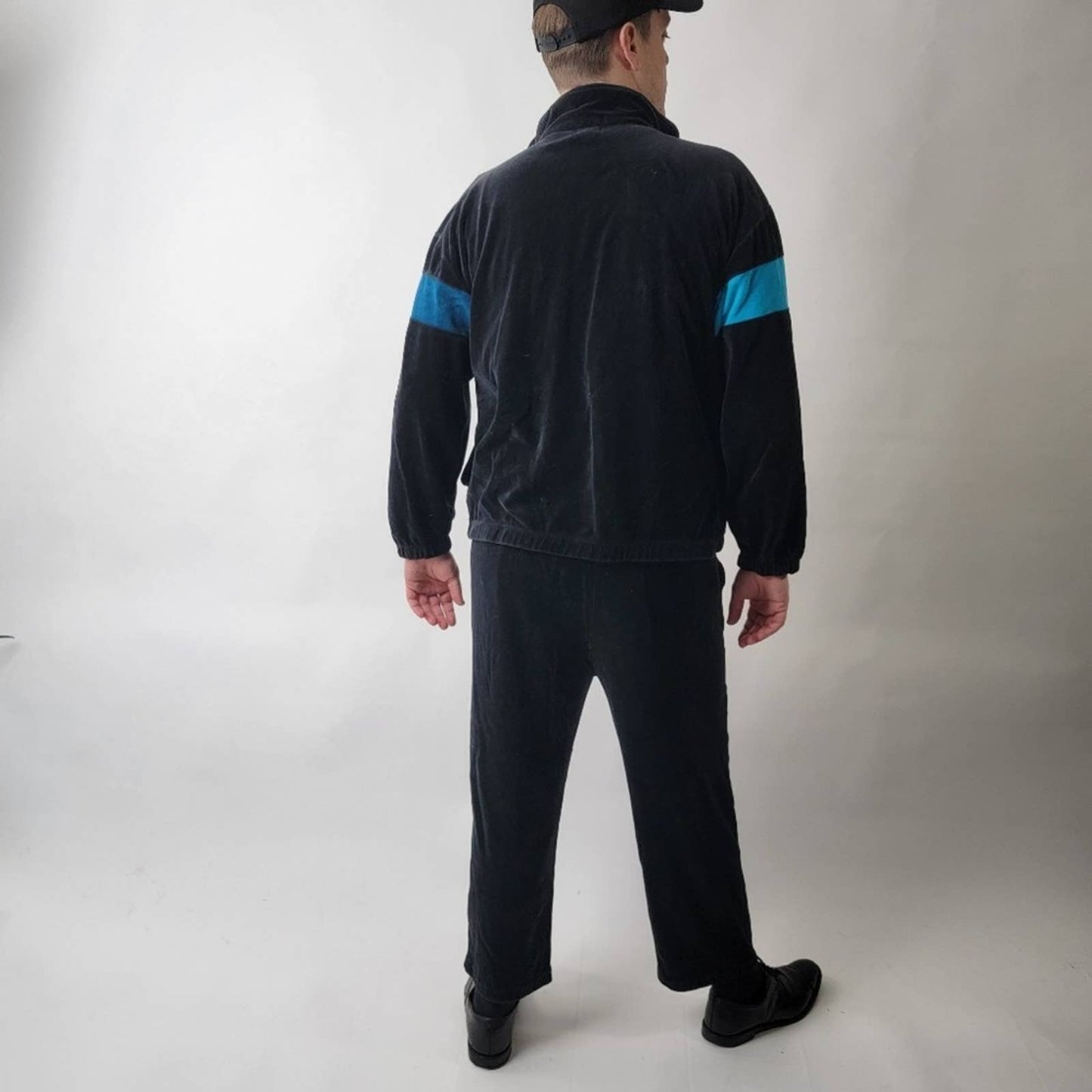 Vintage 90s Velour Track Suit - Multi Color Stripes - XL