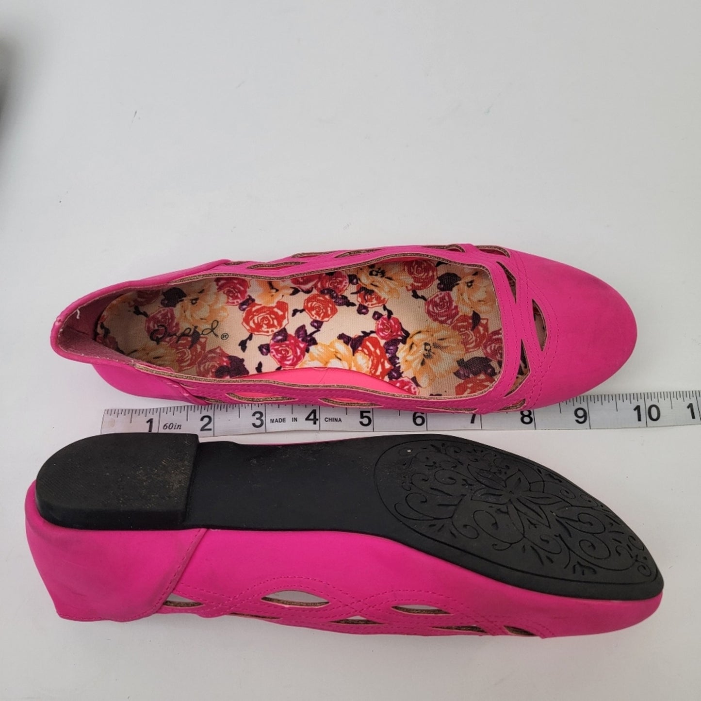 Hot Neon Pink Laser Cute Ballet Flats - 7