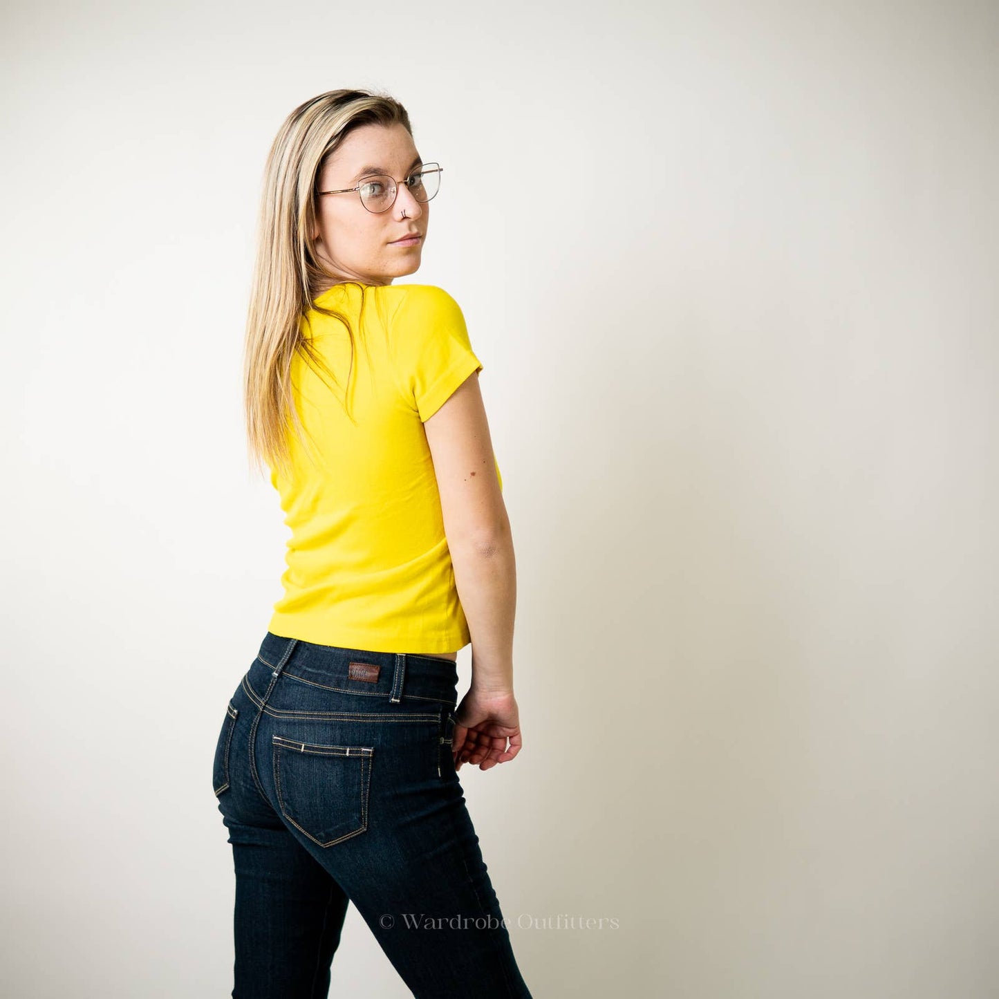 Y2K Playboy Bright Yellow Crop Top Tee Shirt - M