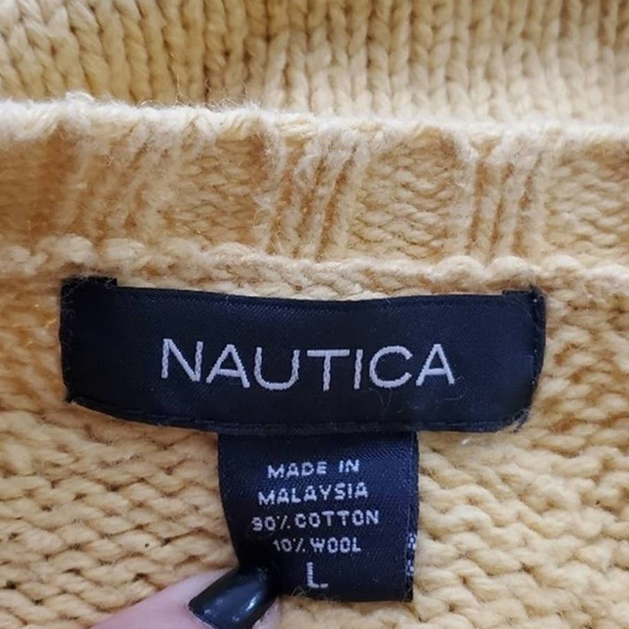 Y2K Nautica Gold Yellow Oversized Knit Sweater Sweatshirt
