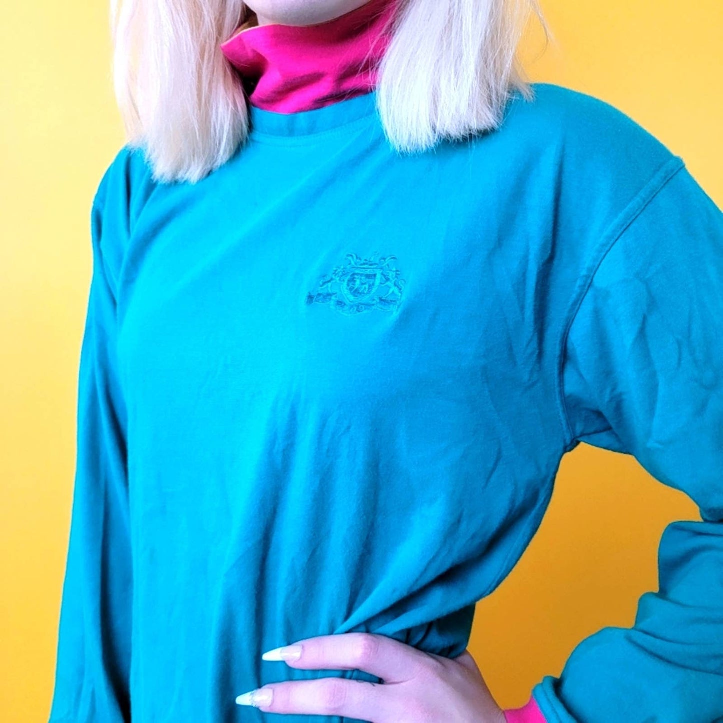 Vintage 90s IZOD Pastel Turtleneck Colorblock Long Sleeve - M