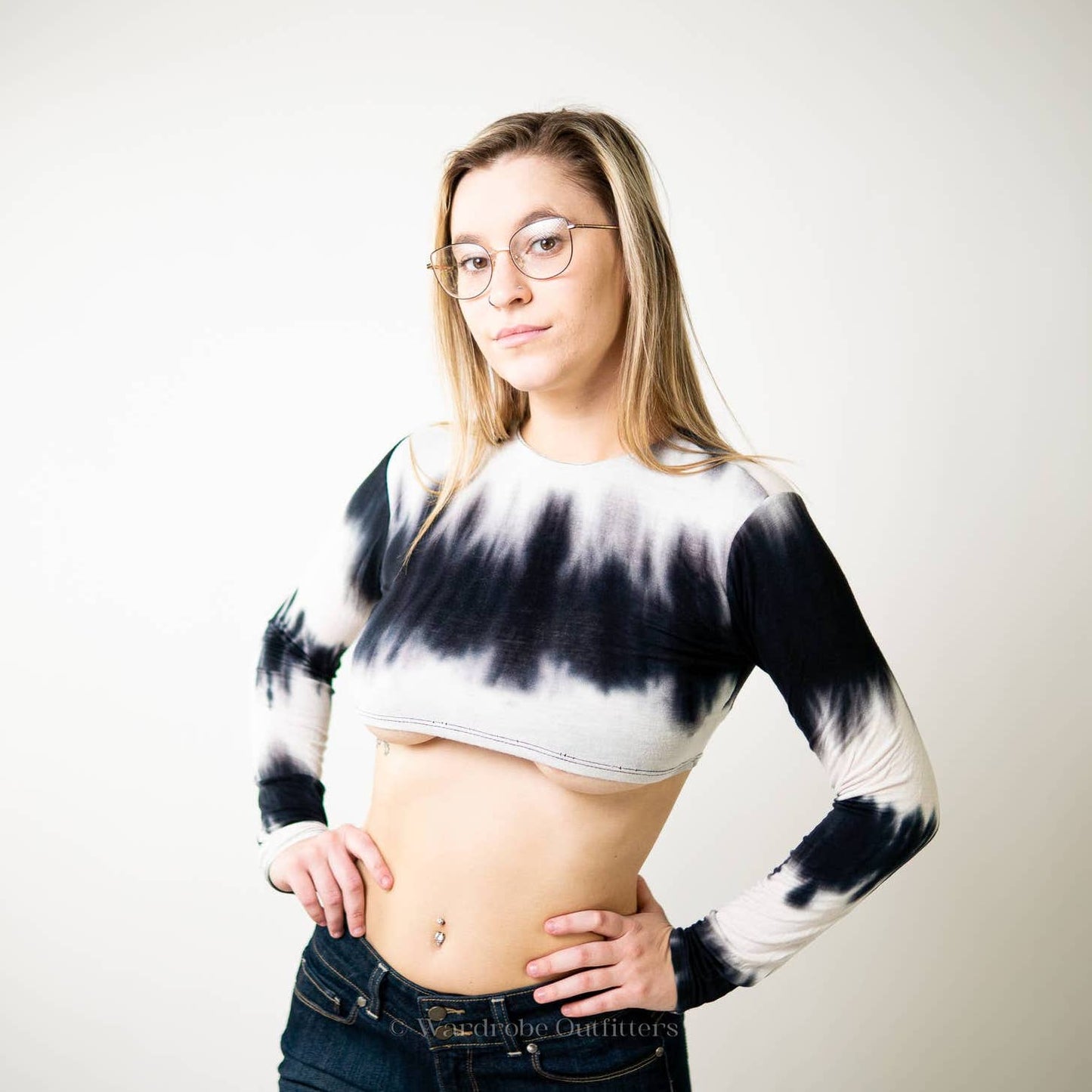 Emory Park Long Sleeve Tie Dye Crop Top Tee - S