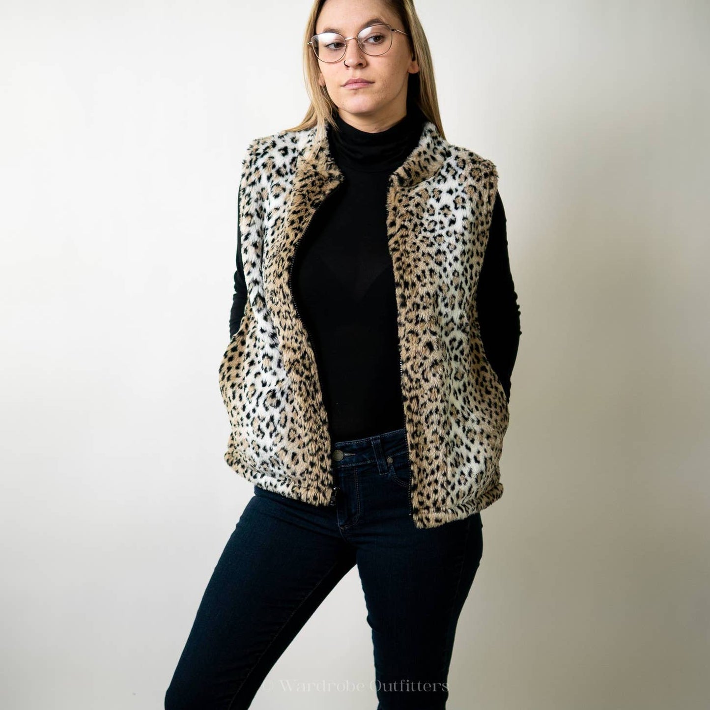 Vintage 1990s Leopard Animal Print Cobblestone Canyon Cheetah Faux Fur Vest - S
