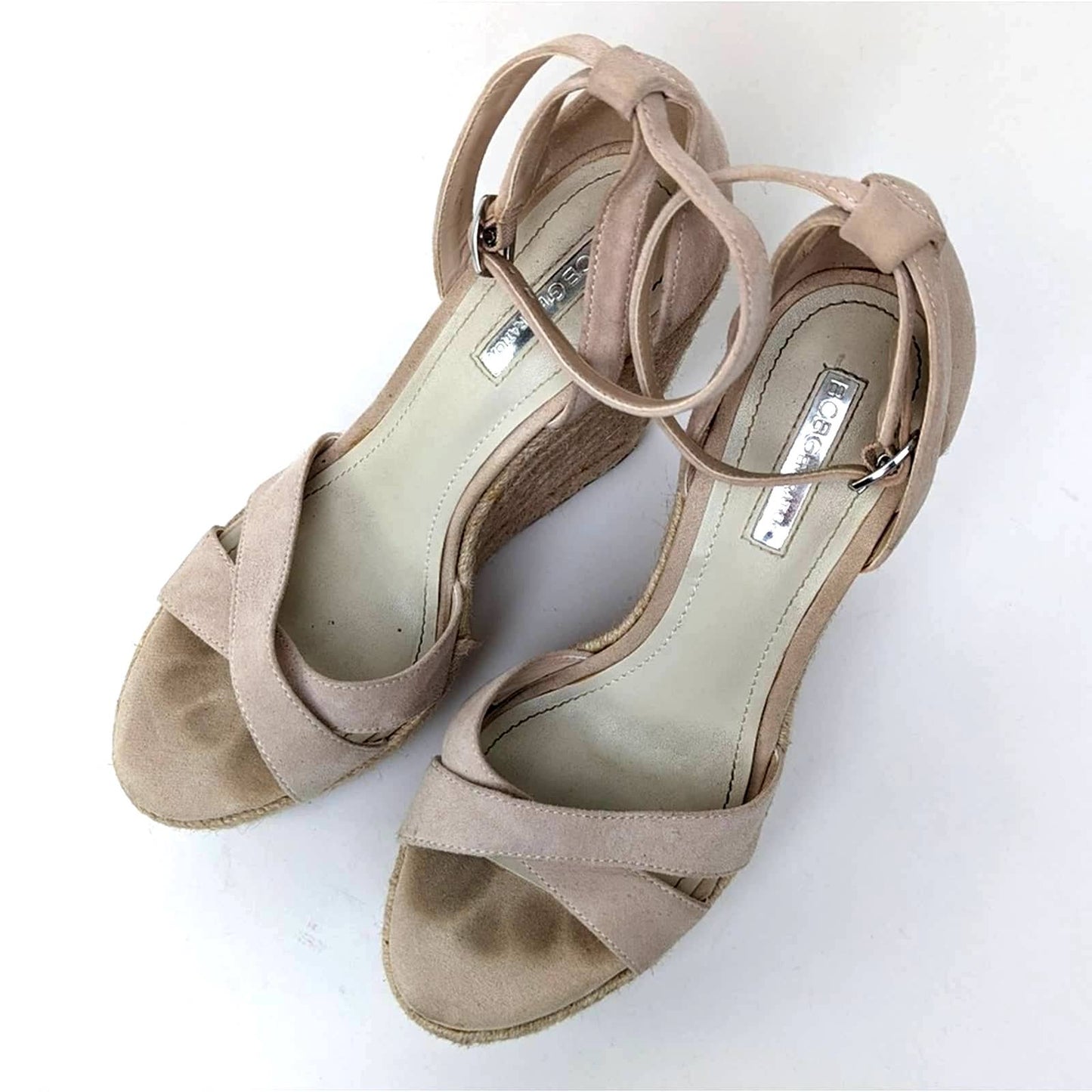 BCBGeneration Holly Wedge Espadrille Platform Sandals in Nude Blush