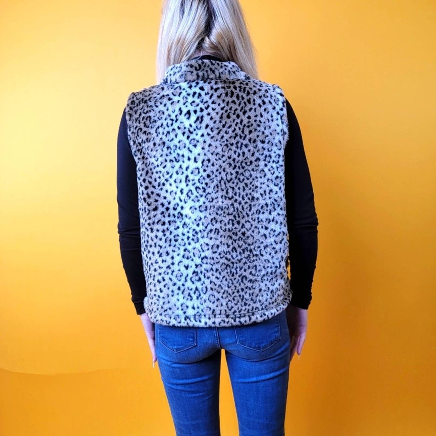 Vintage 1990s Leopard Animal Print Cobblestone Canyon Cheetah Faux Fur Vest - S