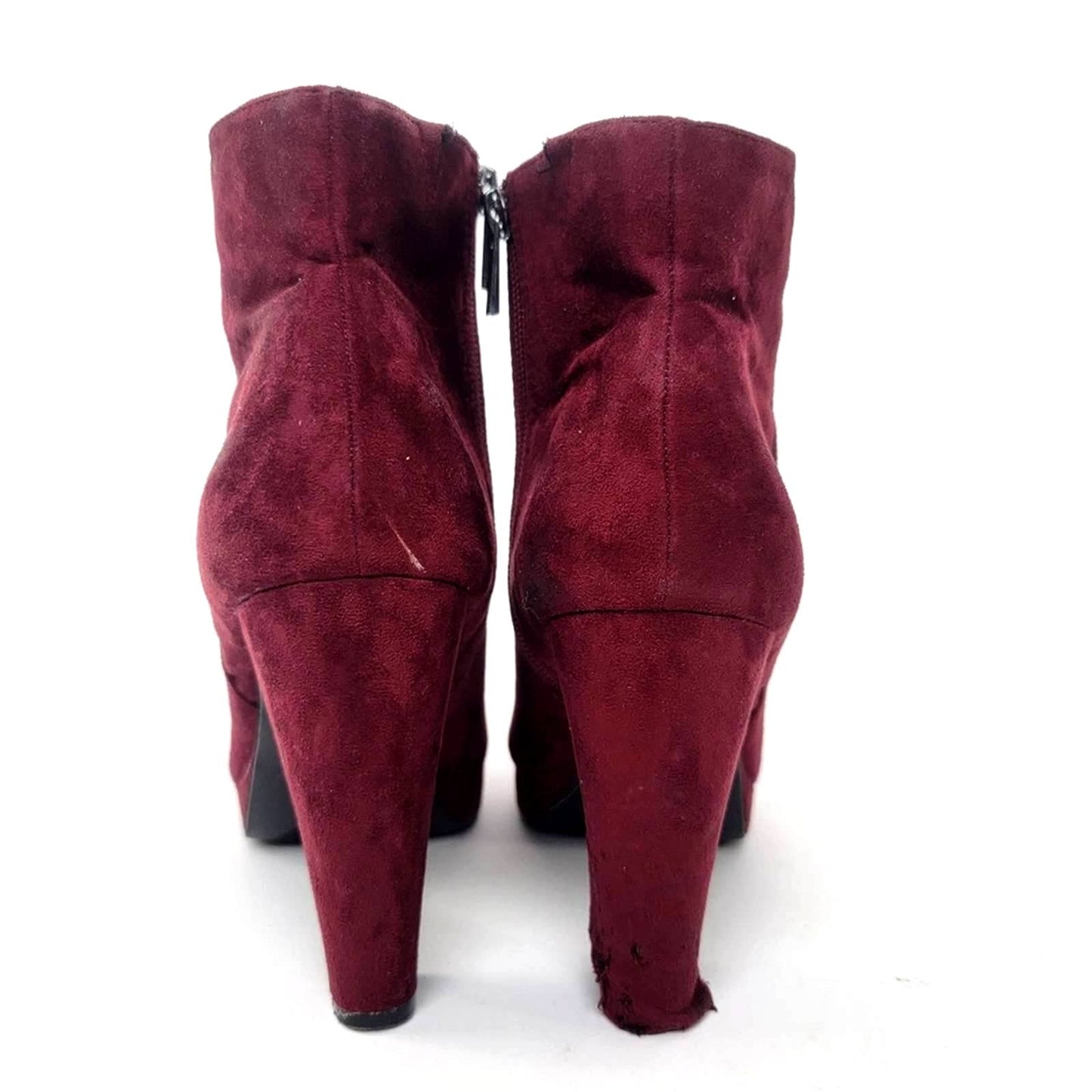 Chunky Platform Heel Faux Suede Ankle Booties - 9