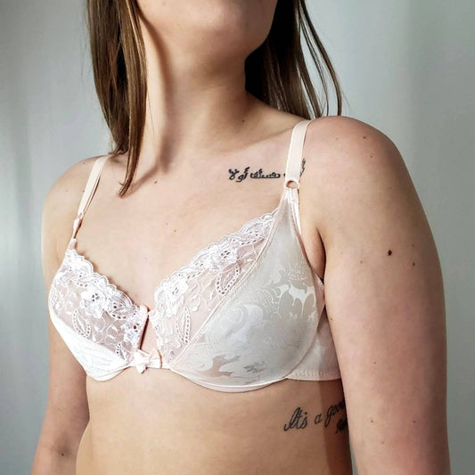 Vintage Victoria's Secret Gold Label Pink Satin Lace Demi Bra - 34C