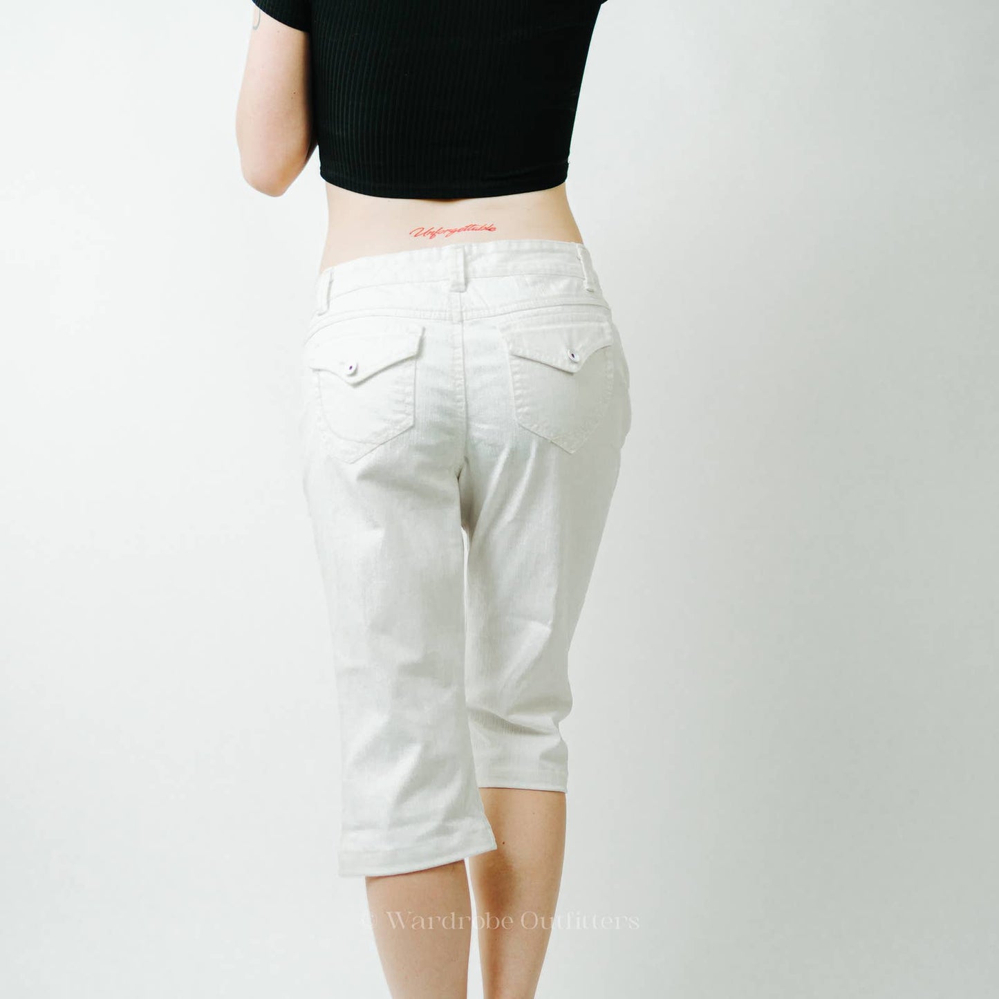 Nine West Bleecker White Capri Cargo Denim Short Pants