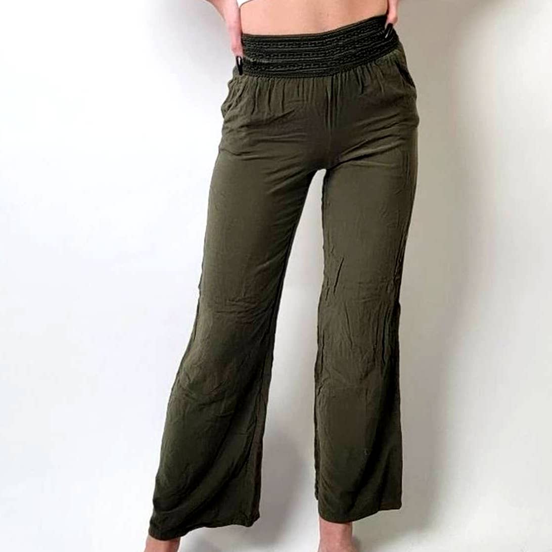 Joe B. Shirred Waist Olive Green Pants - XS
