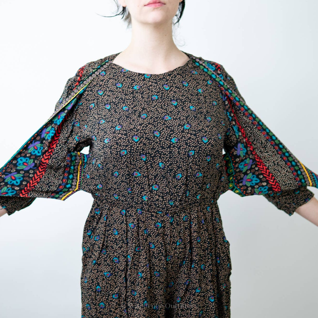 Vintage 90s Boho Cottagecore Romper Dress - M