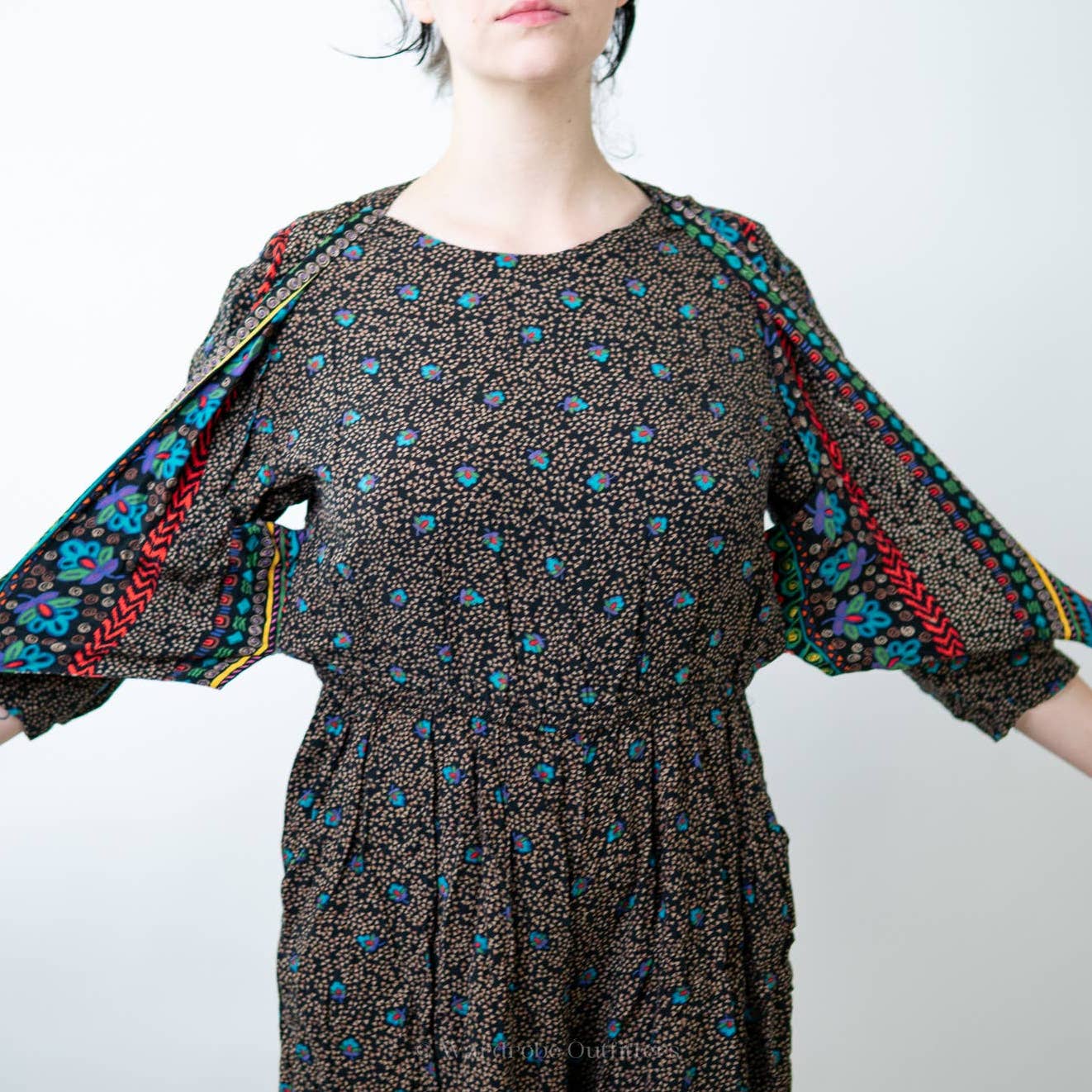 Vintage 90s Boho Cottagecore Romper Dress - M
