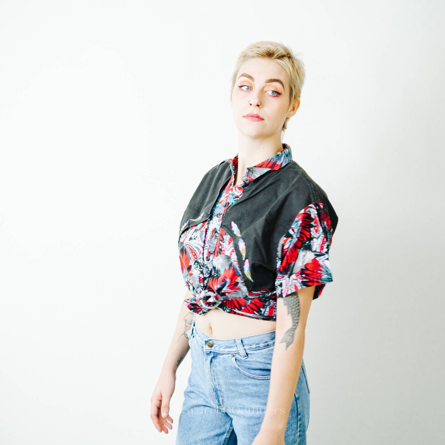 Vintage 90s Western Tribal Flyback Button Down Shirt - M