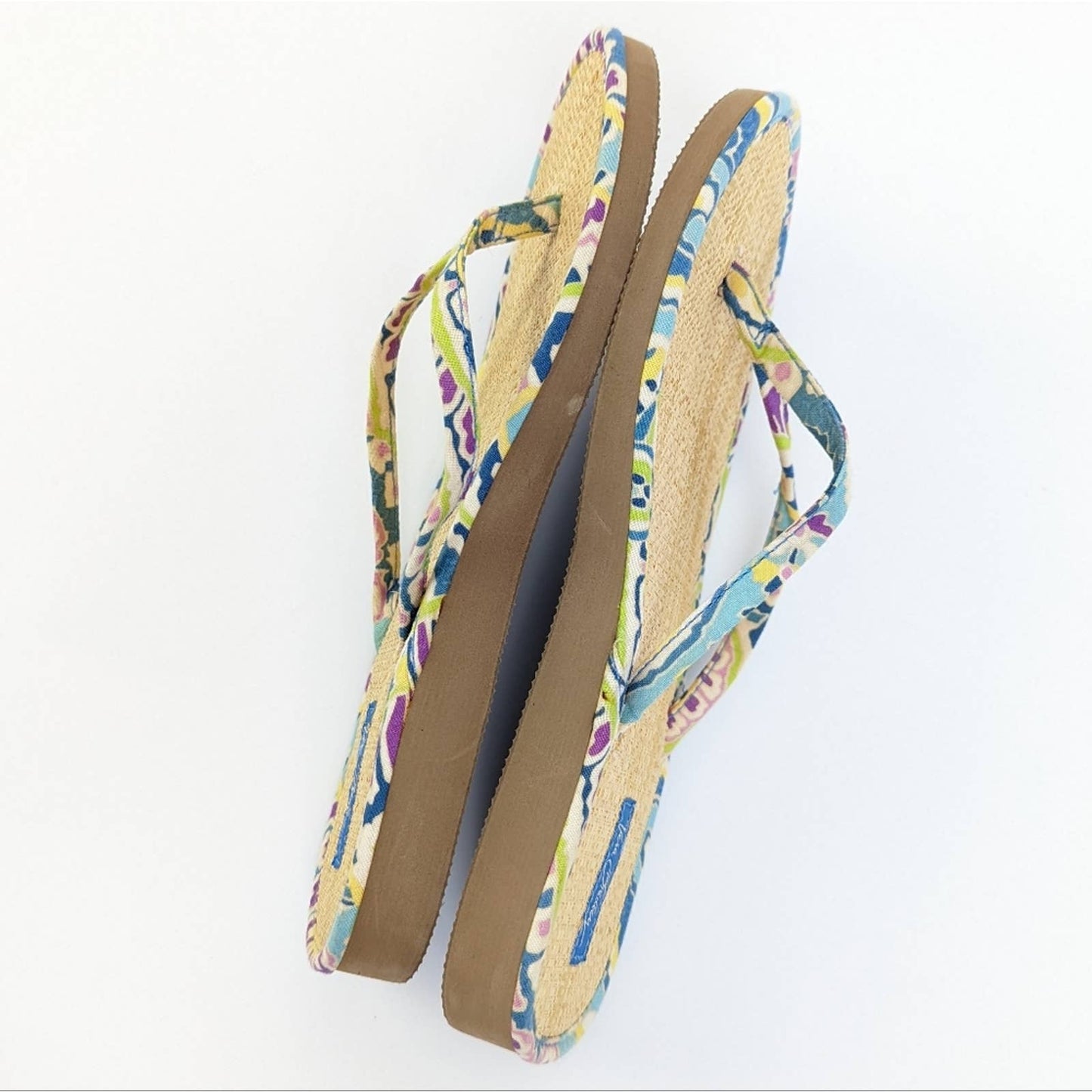 Vera Bradley Straw Flip Flop Sandals in Capri Blue - 6.5