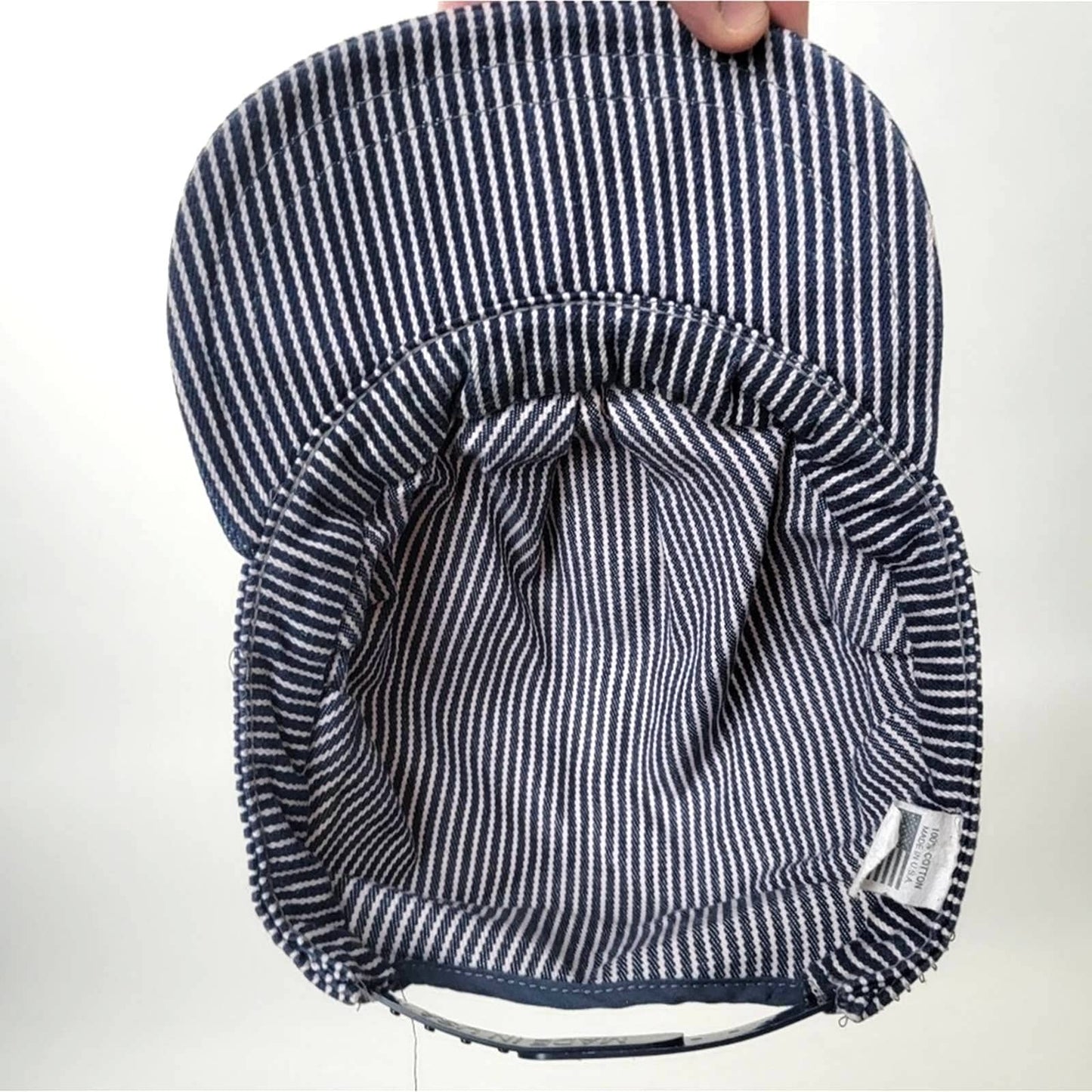 Vintage 90s Striped Engineers Single Panel Snapback Hat