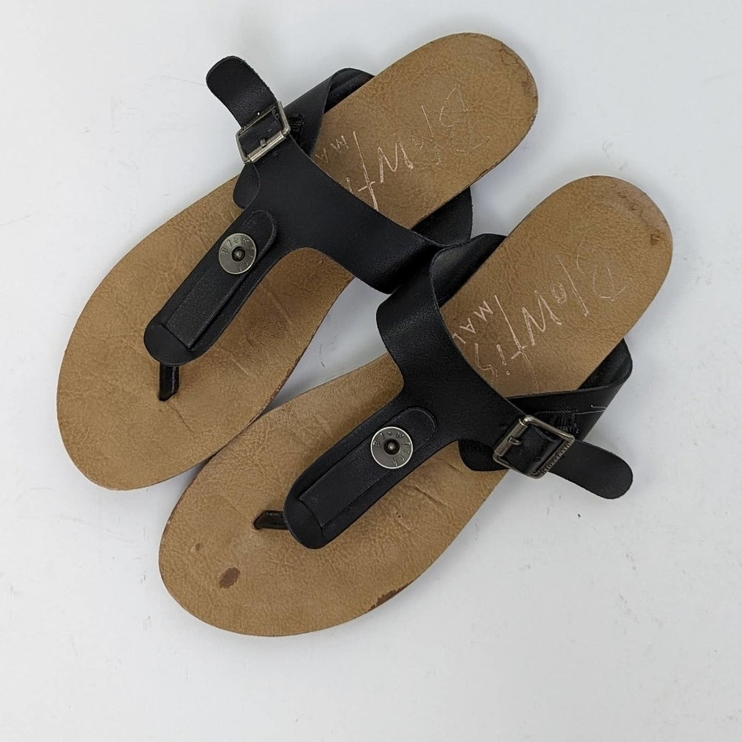 Blowfish Black Wide T-Strap Thong Sandals - 8