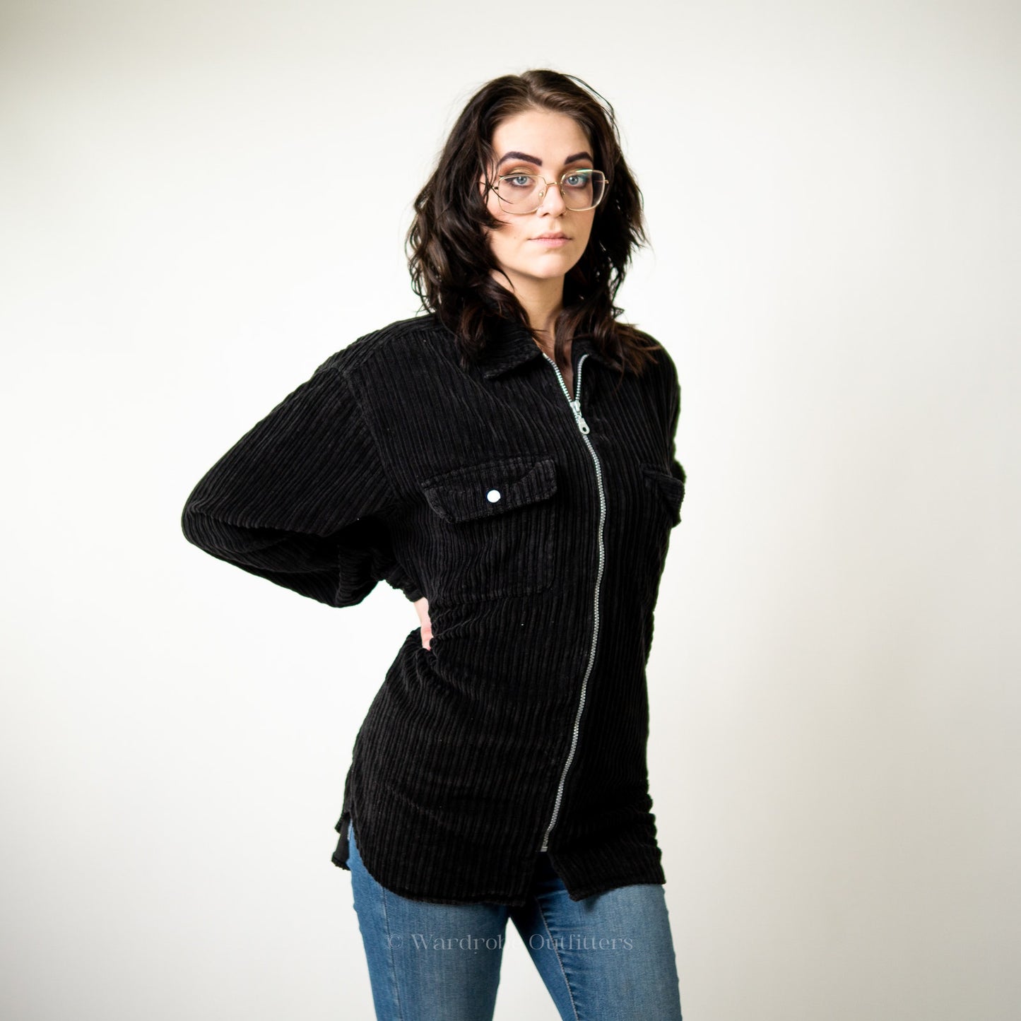 Vintage 90s Black Oversized Corduroy Jacket - M