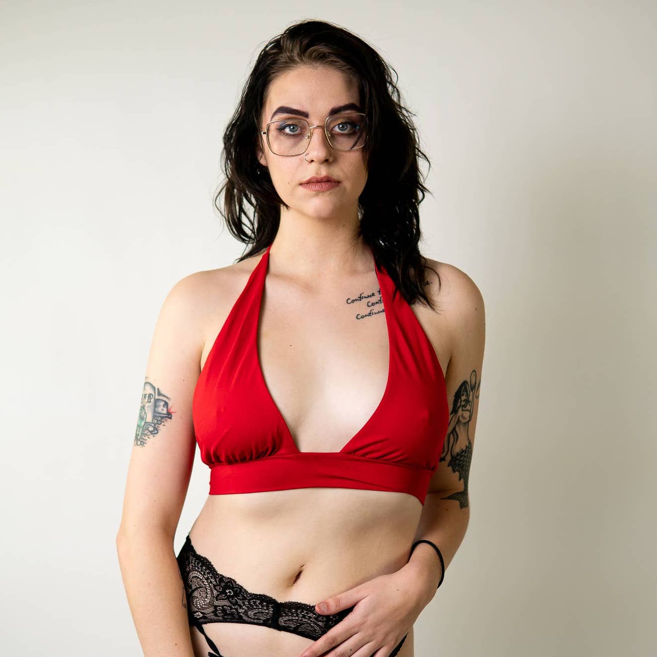 Lipstick Red Triangle Cut Bikini Top - L