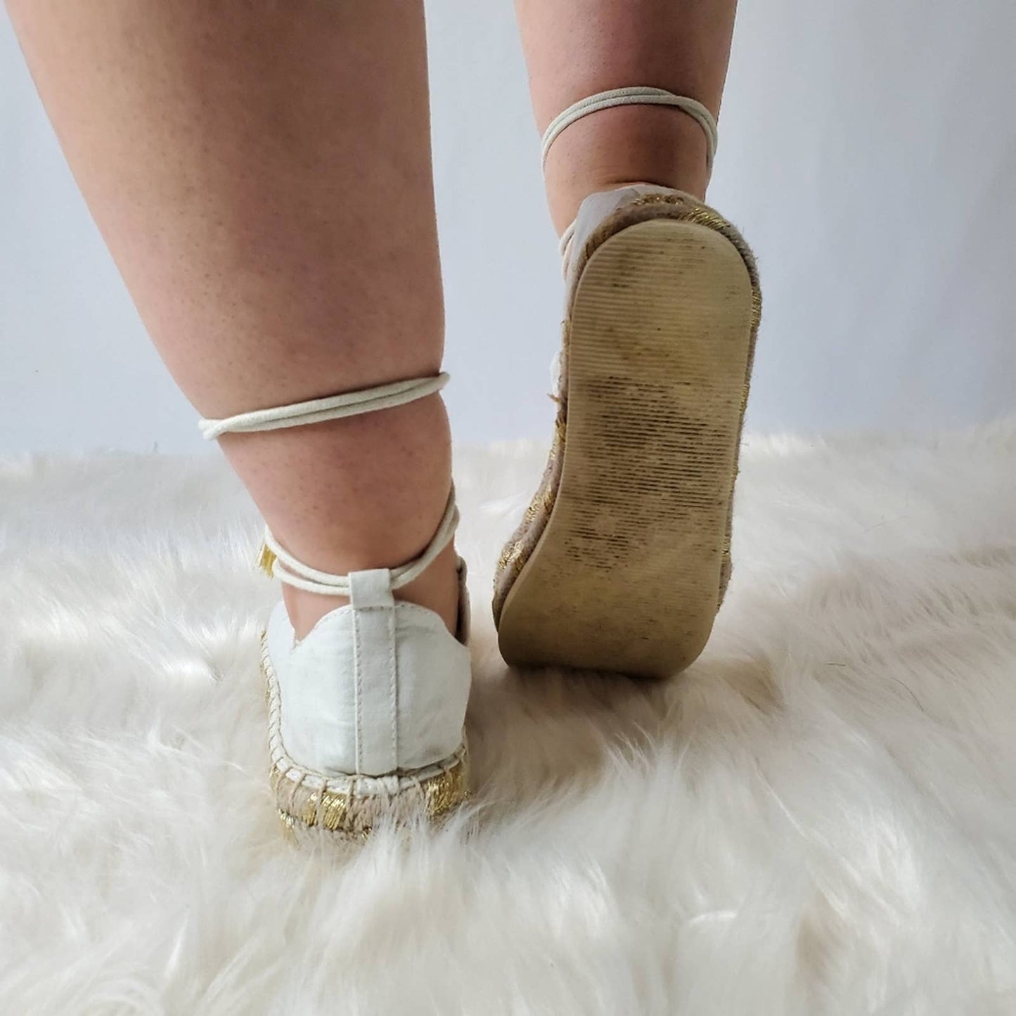 American Eagle White Espadrille Platform Gladiator Sandals - 7.5