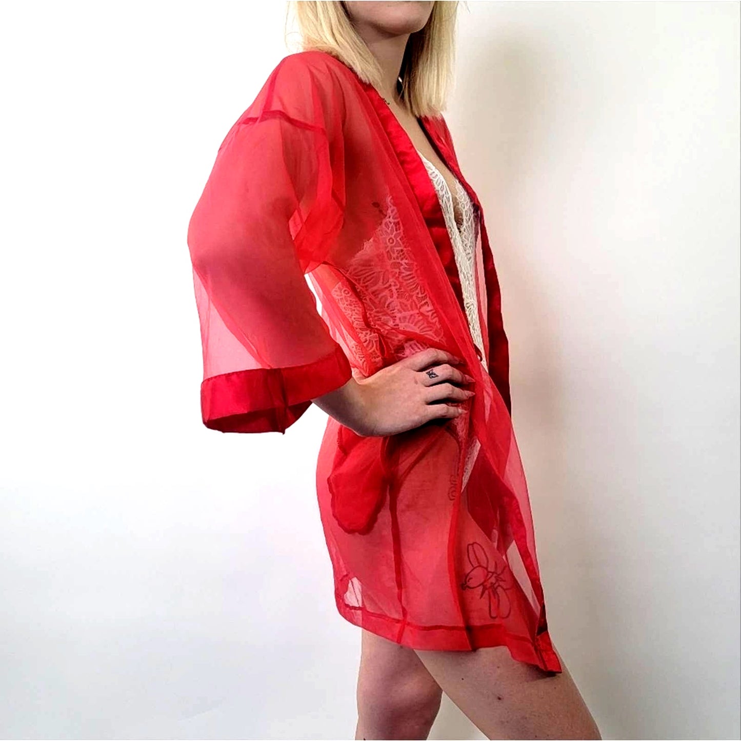 Vintage 60’s Chiffon Sheer Boudoir Pin Up Cover Nightie