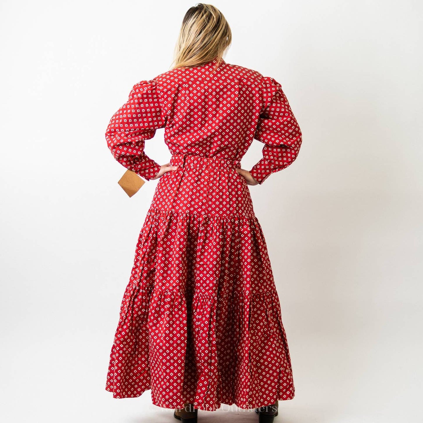 Vintage 70s Western Cowgirl Rodeo Prairie Skirt & Top Set Dress - M