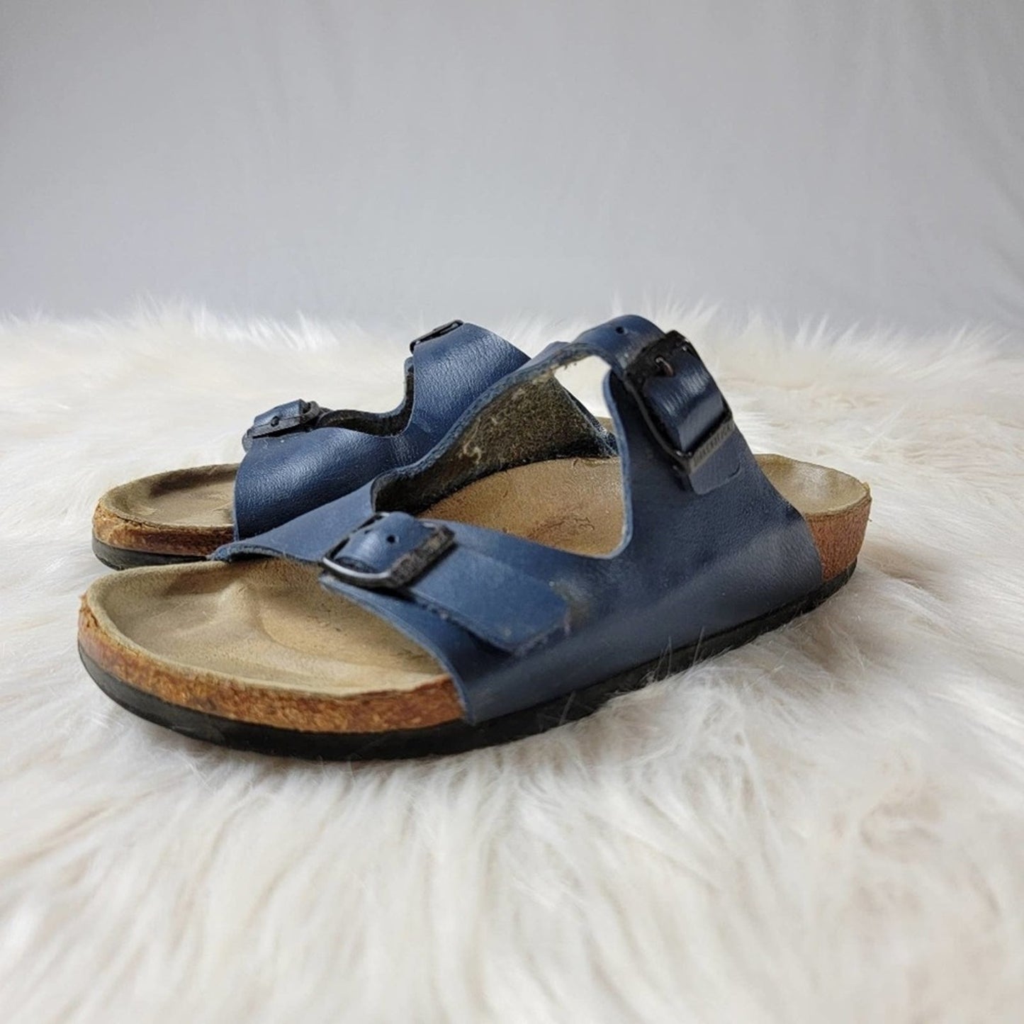 Birkenstock Navy Blue Leather Milano Sandals - 6