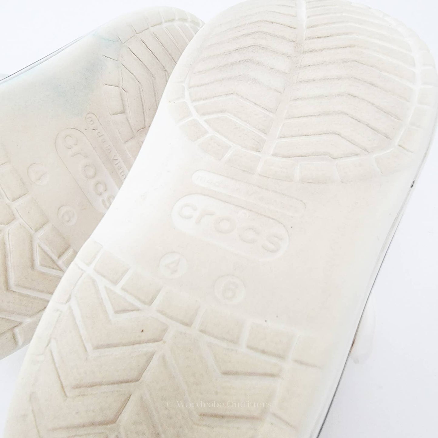 Classic White Stripe Crocs - 6