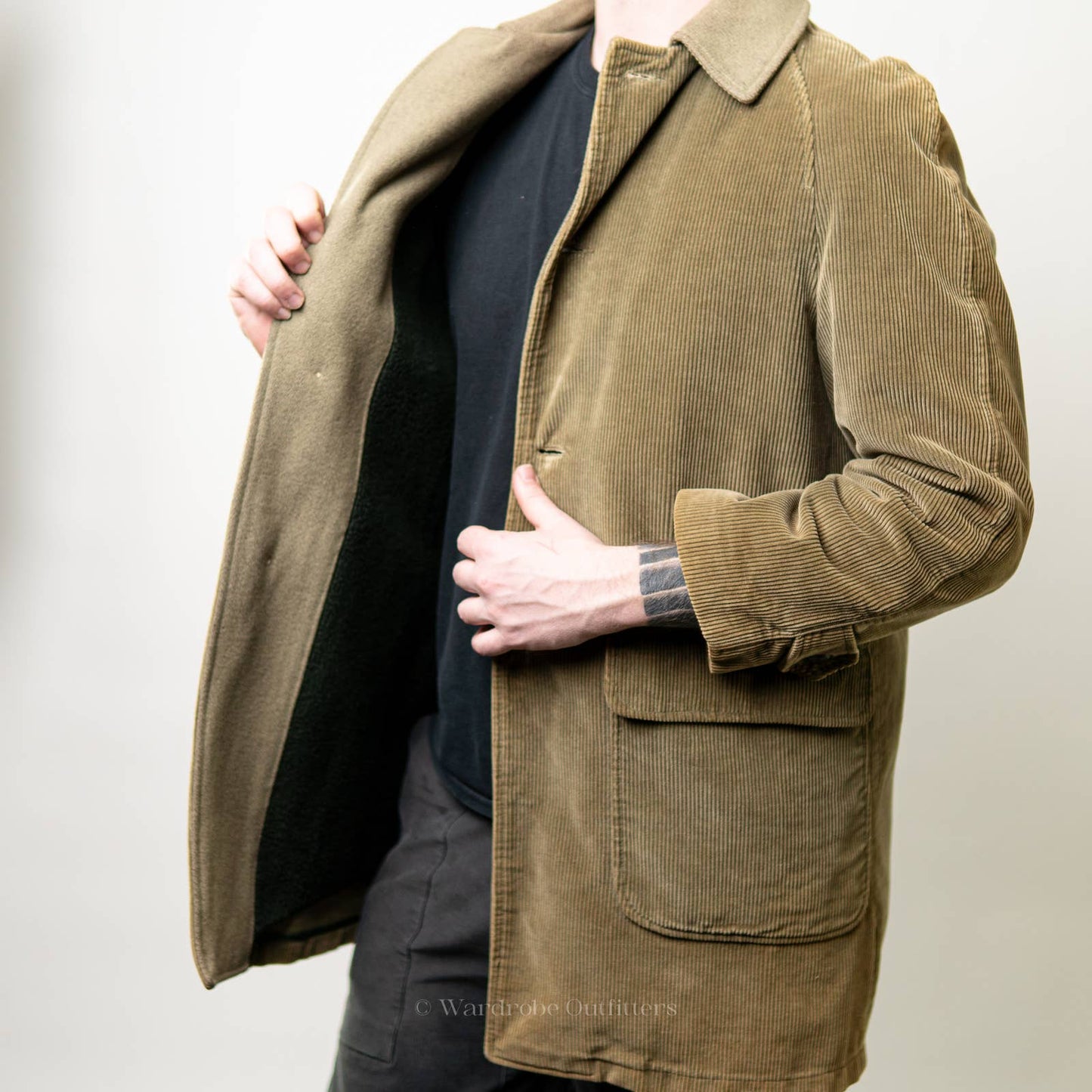 Vintage 1960's Cresco Corduroy Sherpa Lined Collared Coat