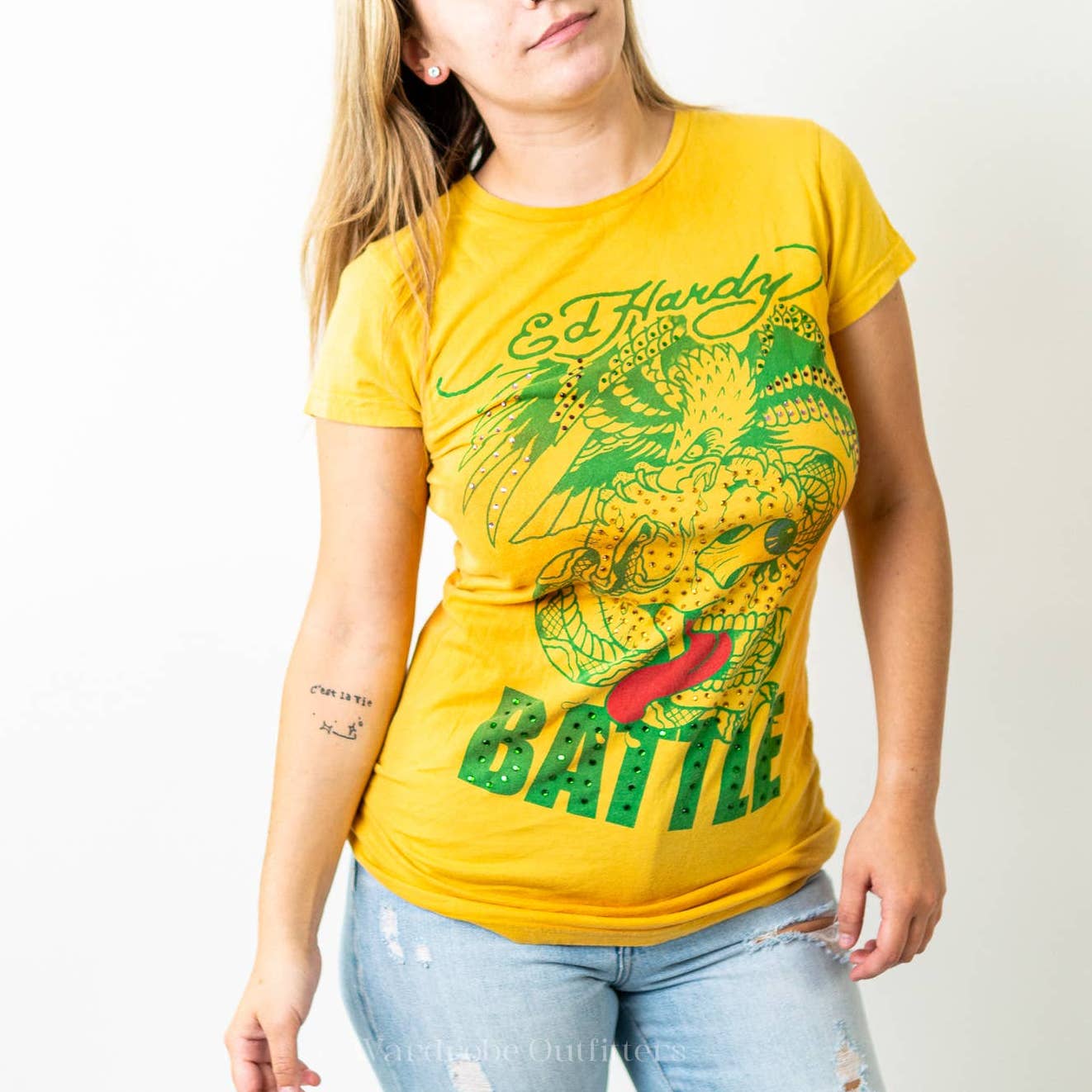 Vintage Y2K Ed Hardy by Christian Audigier Tattoo Battle Skull Eagle Tee