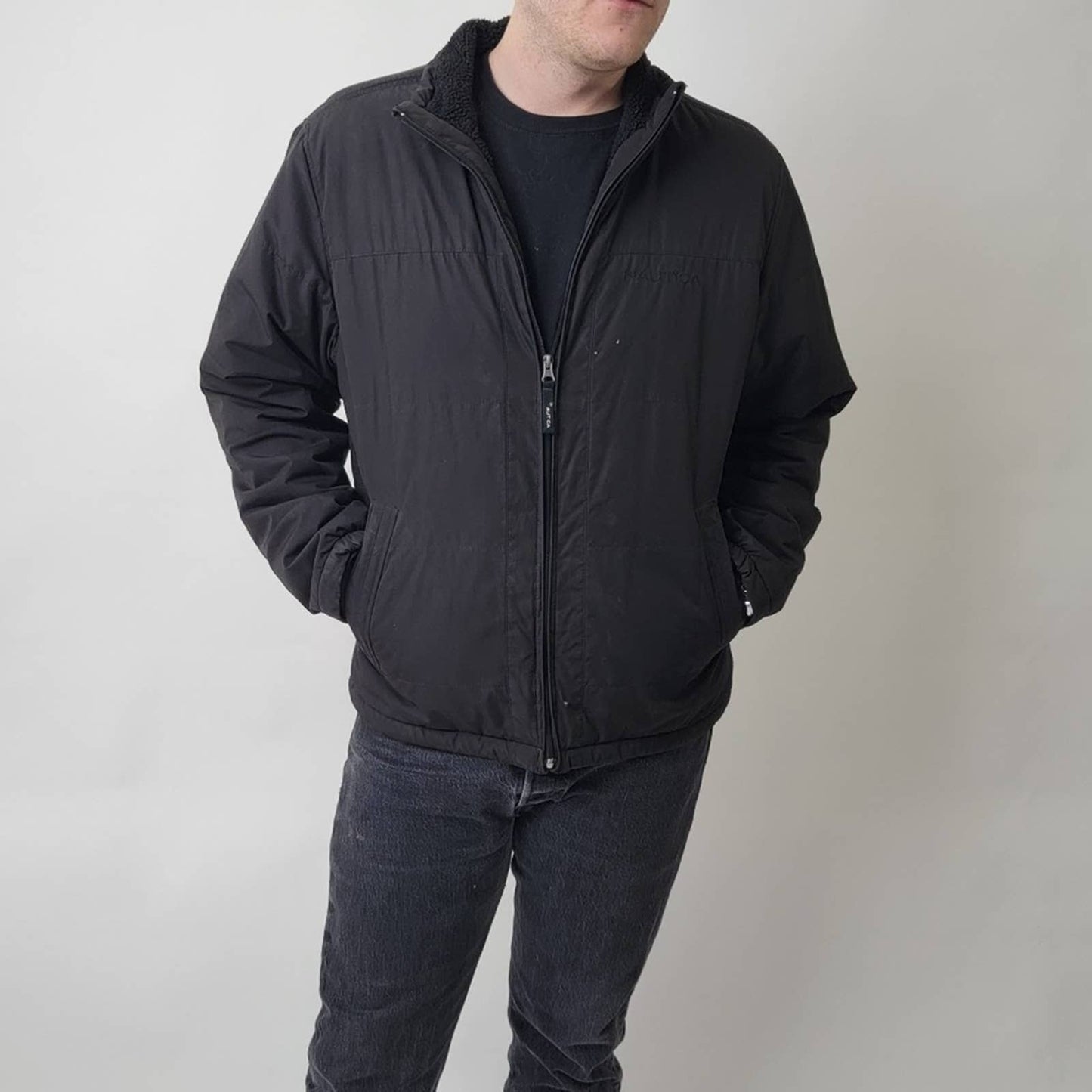 Nautica Black Sherpa Lined Jacket - M