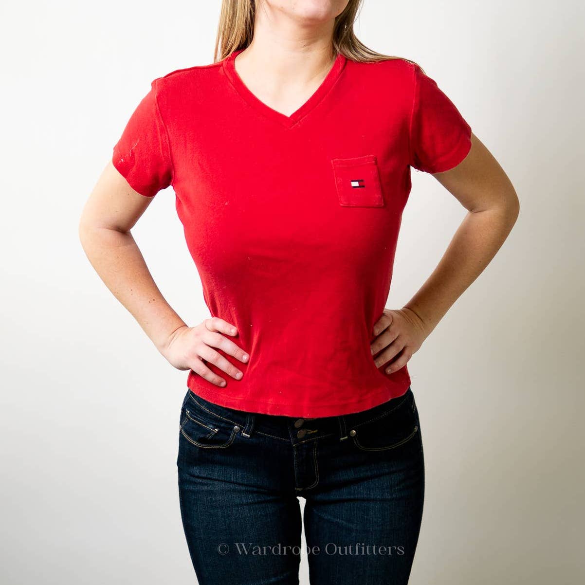 Vintage 90s Tommy Hilfiger Cropped Baby Tee - L