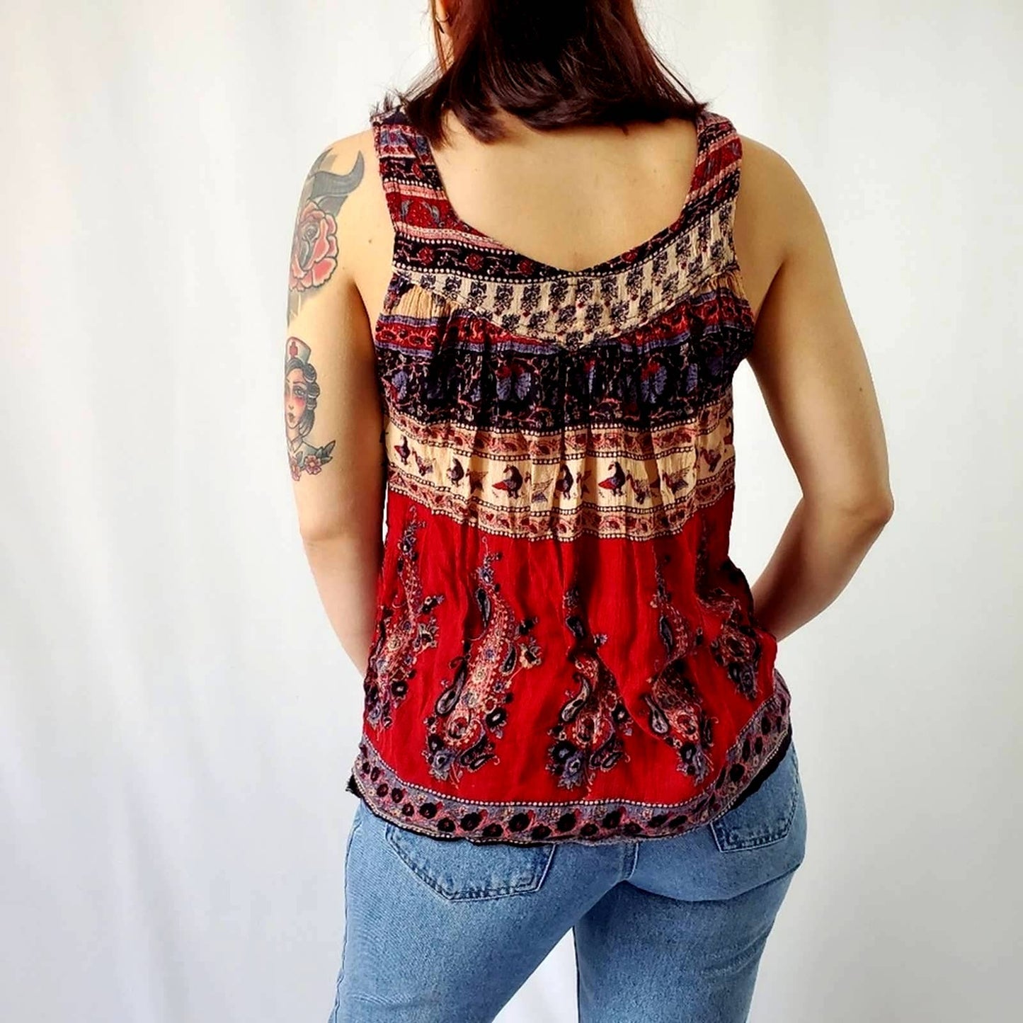 Gypsi Rose World Travelers Boho Flowy Tank Top Tunic