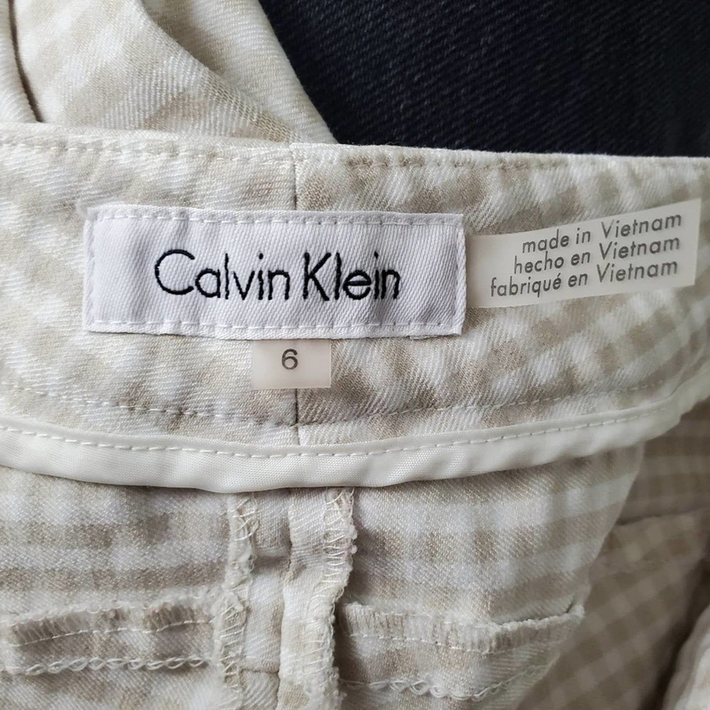 Calvin Klein Gingham Plaid Print Straight Leg Pants - 6