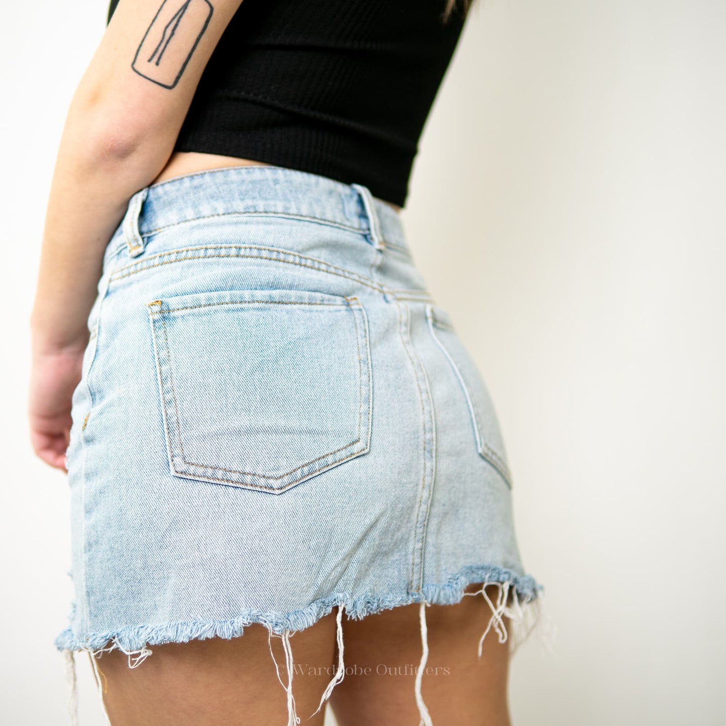 PacSun Distressed Raw Hem Denim A-Line Mini Skirt