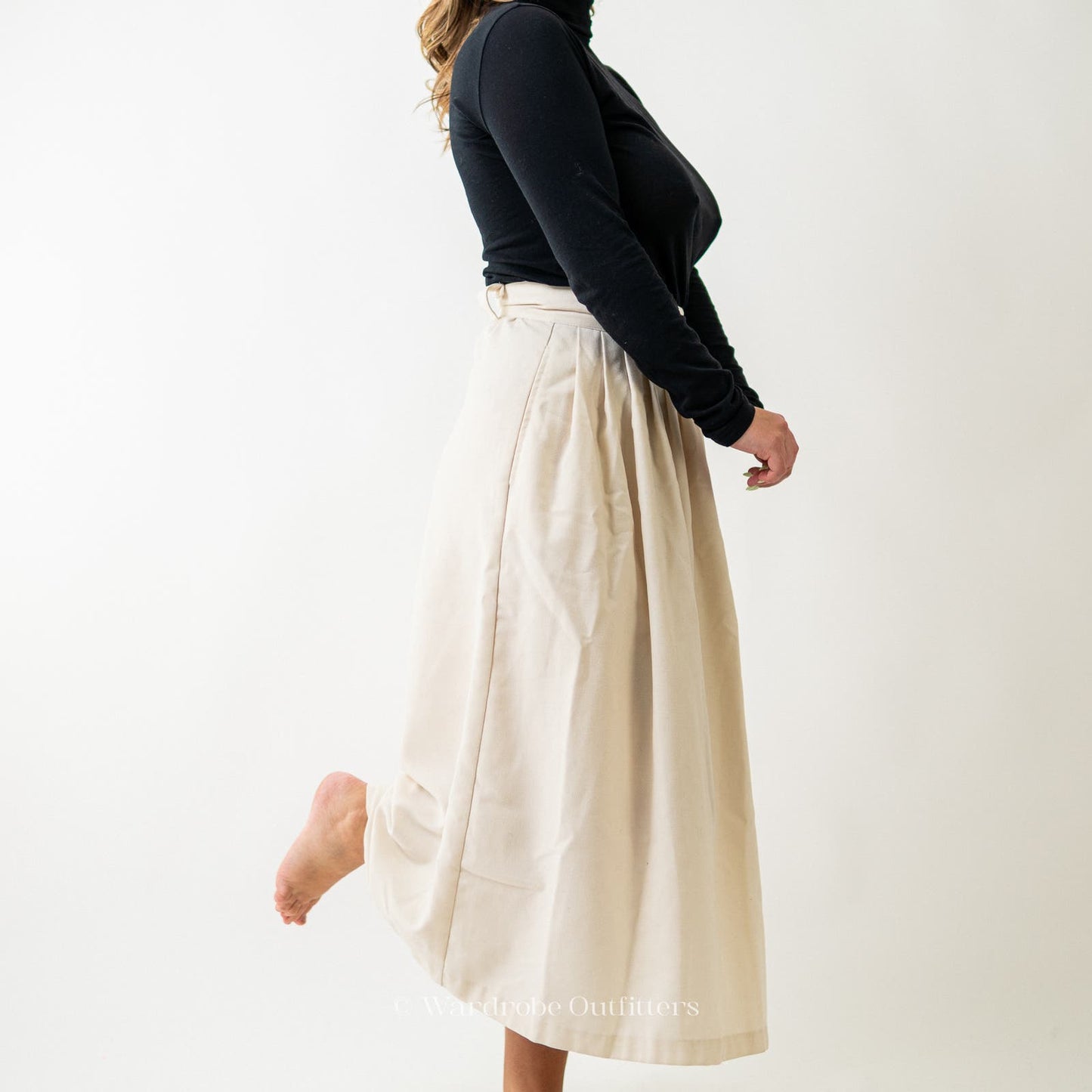 Vintage Full Length Maxi Pleated A-Line Skirt