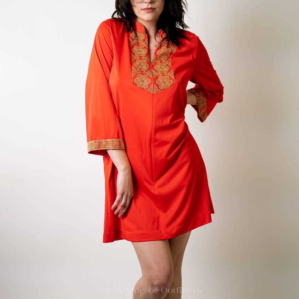 Vintage 1960's Embroidered Gossard Artemis Coral Dress - M