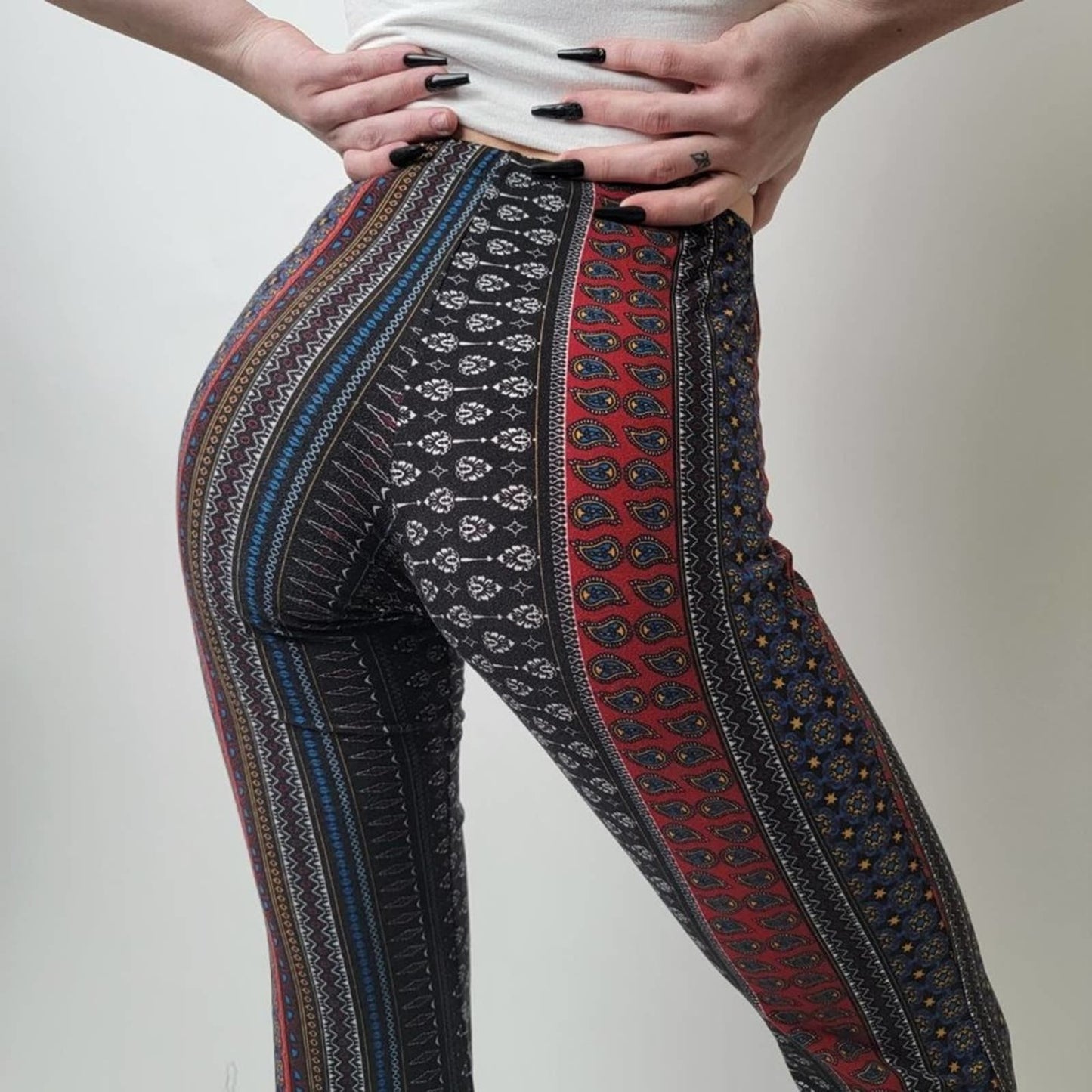LA Gypsy Flared Boho High Rise Leggings - S