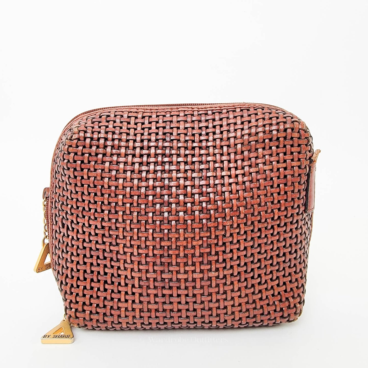 Americana By Sharif Women's Brown Clutch Makeup Bag Woven Purse