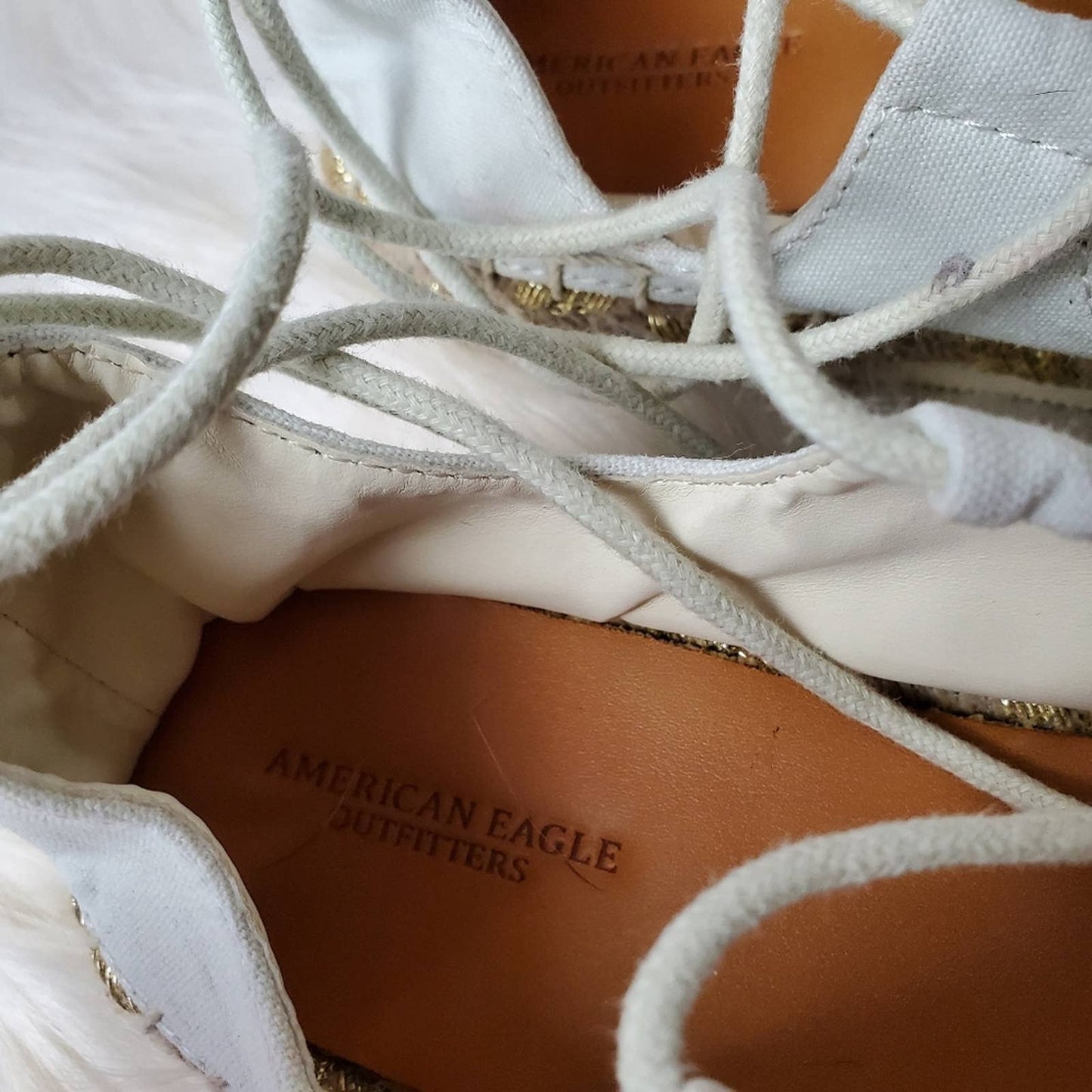 American Eagle White Espadrille Platform Gladiator Sandals - 7.5
