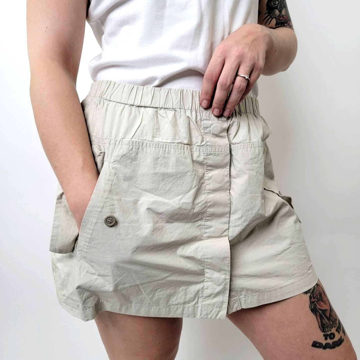 Theory Mini Khaki Cargo Safari Hiking Tennis Skirt - A-Line - M
