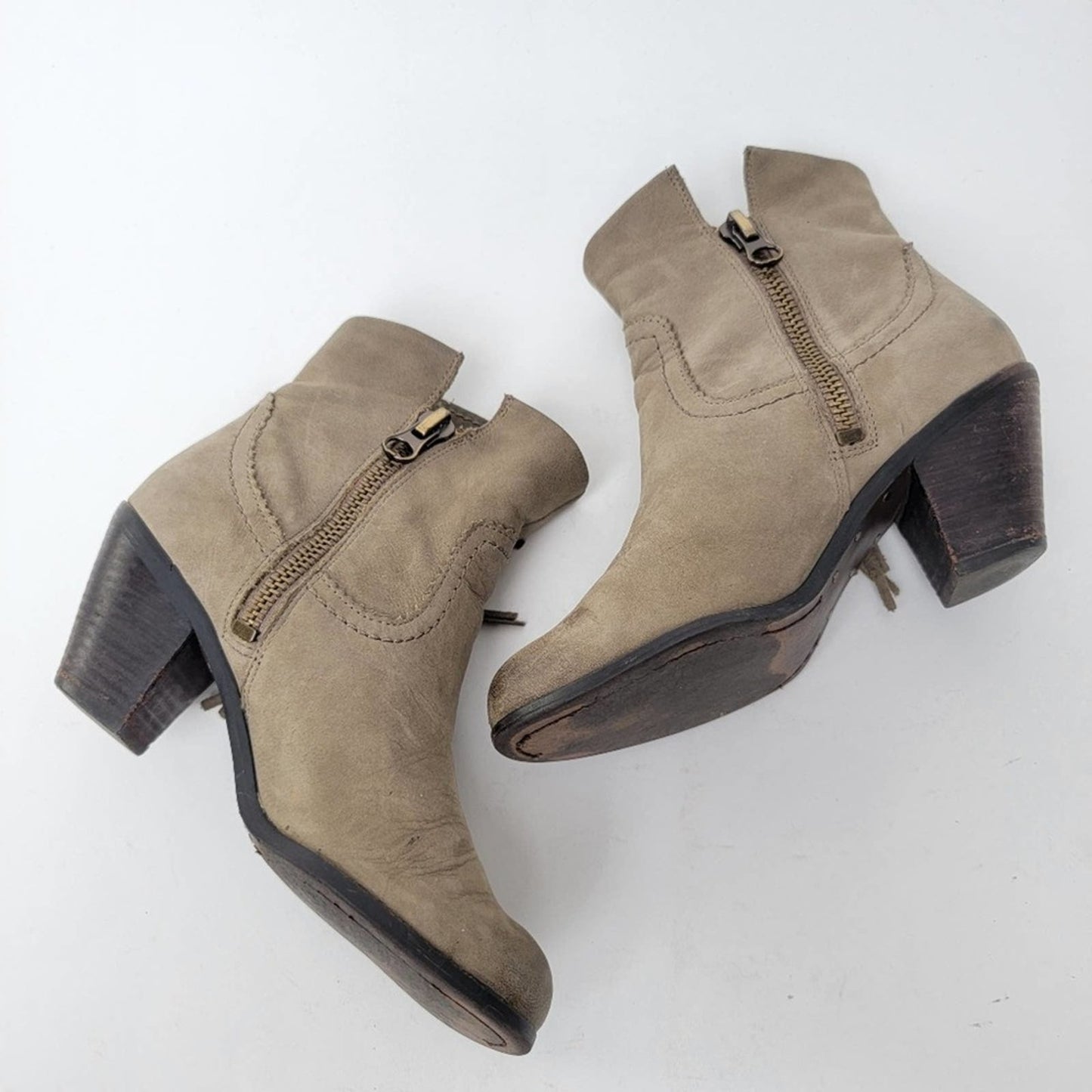 Sam Edelman Louie Suede Leather Fringe Booties - 6