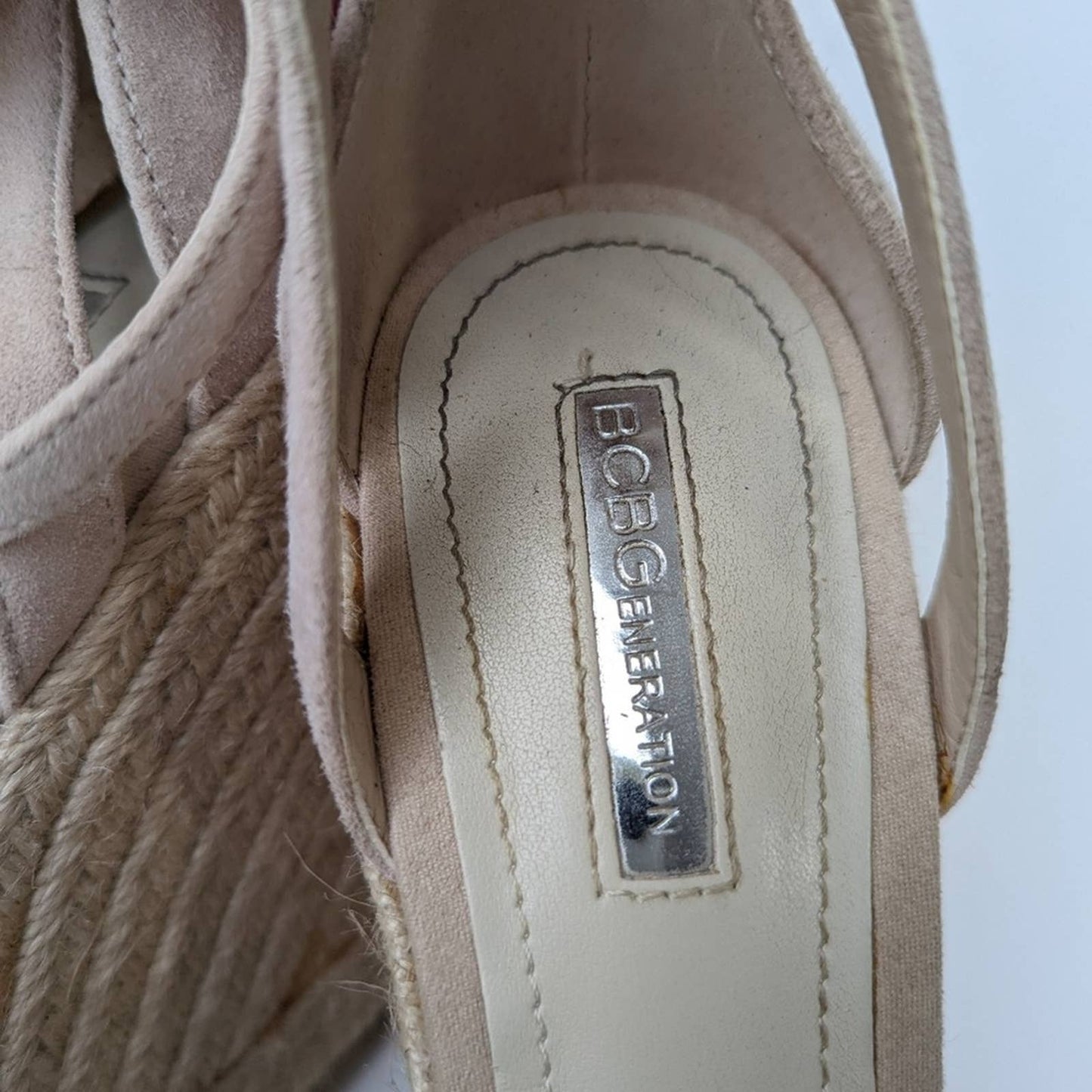 BCBGeneration Holly Wedge Espadrille Platform Sandals in Nude Blush