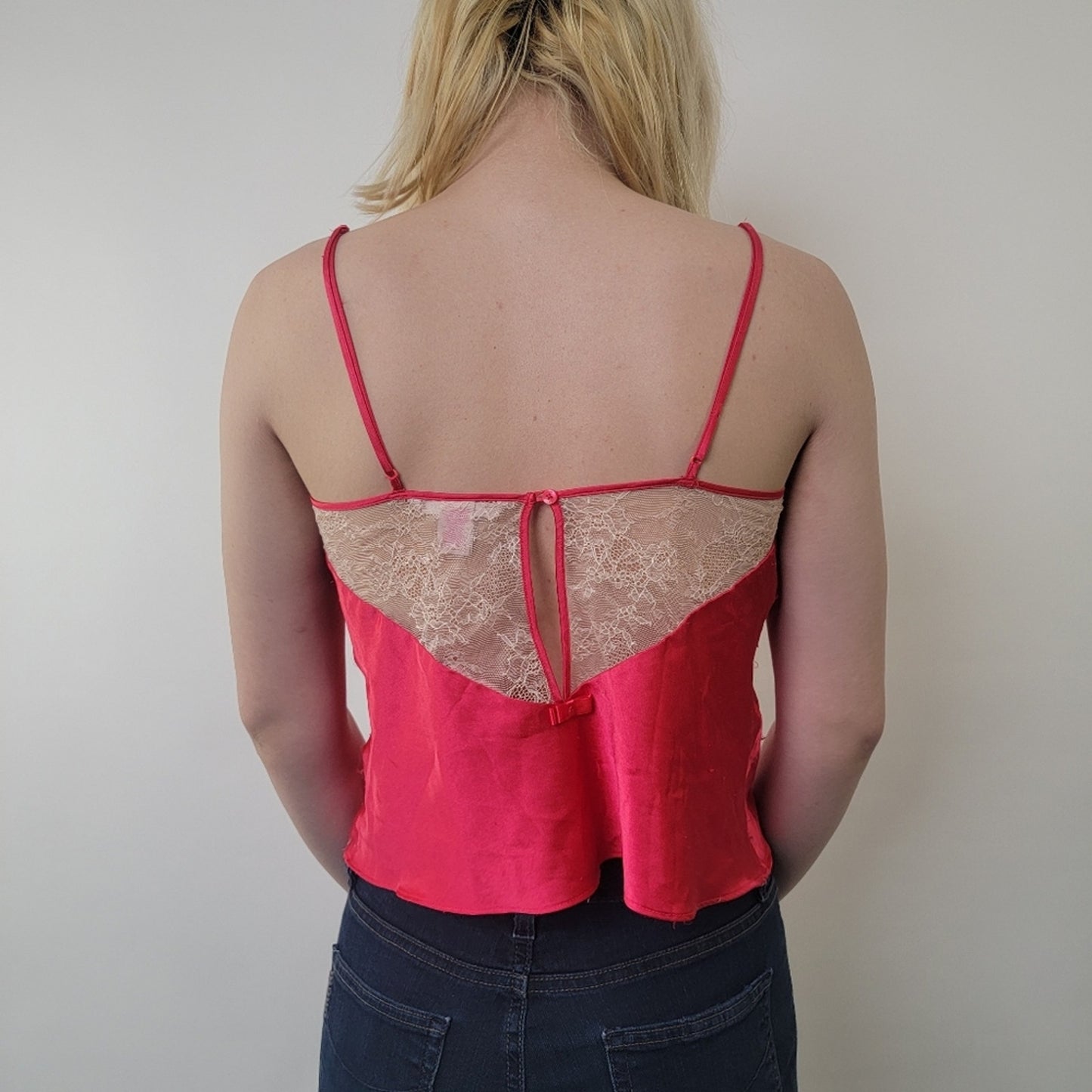 Victoria's Secret Red Silk and Lace Cami - S