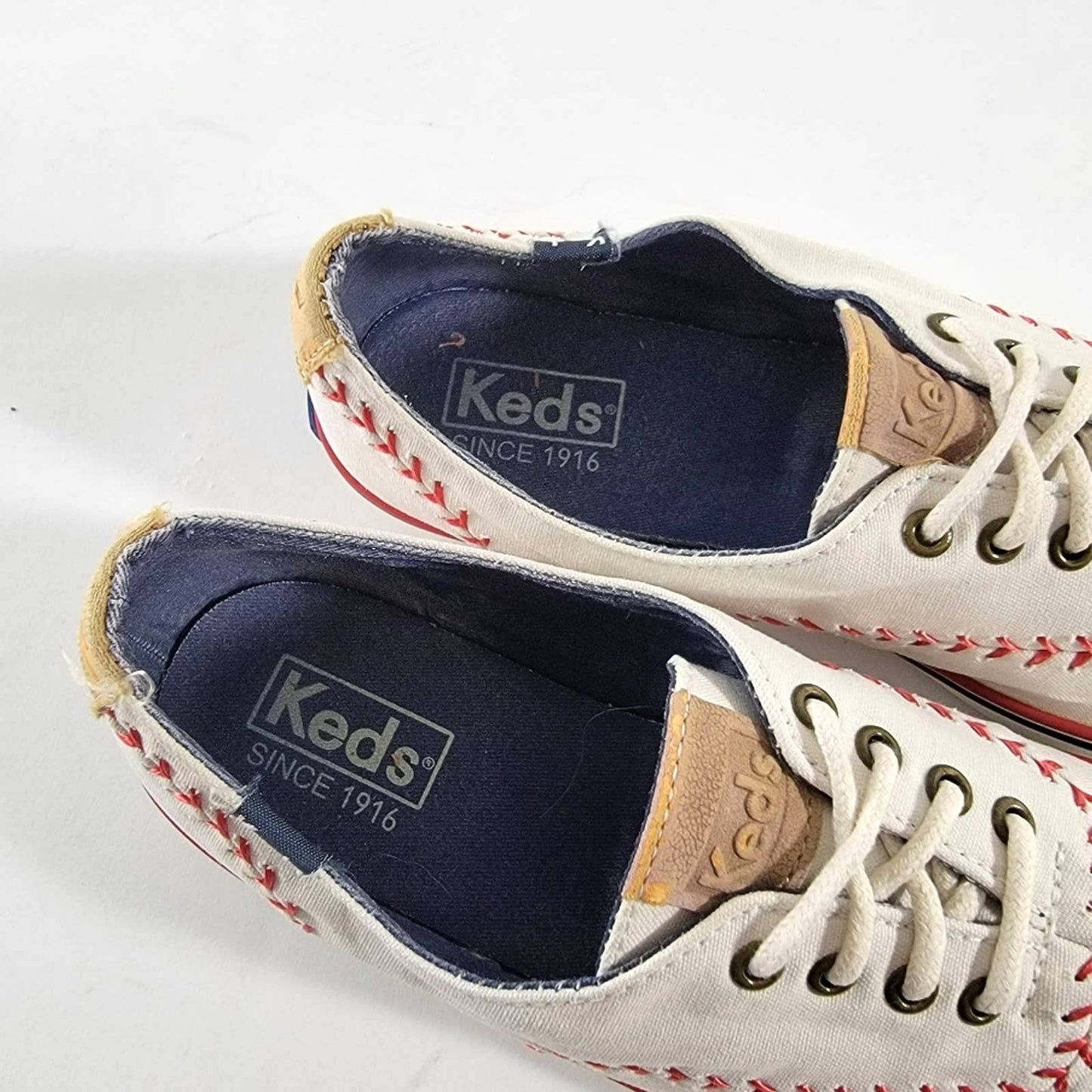 Keds Champion White Baseball Stitch Lace Up Low Top Sneakers - 6.5