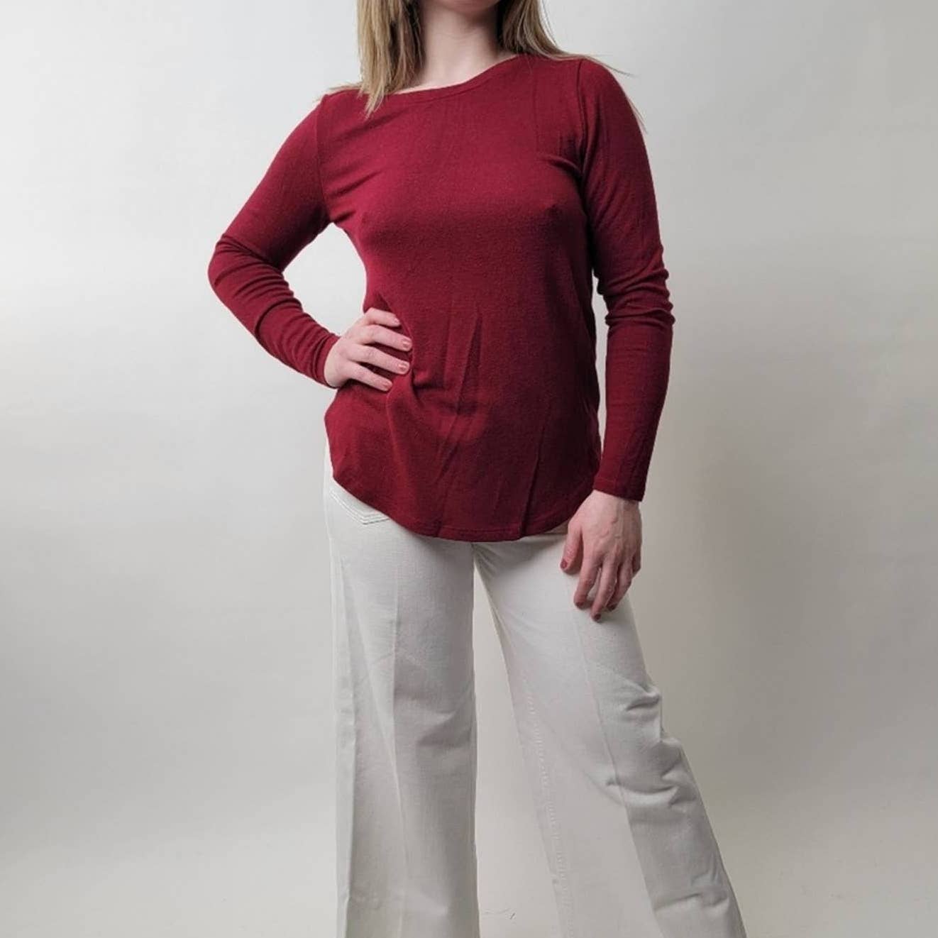 Old Navy Paper Thin Long Sleeve Heather Red - S