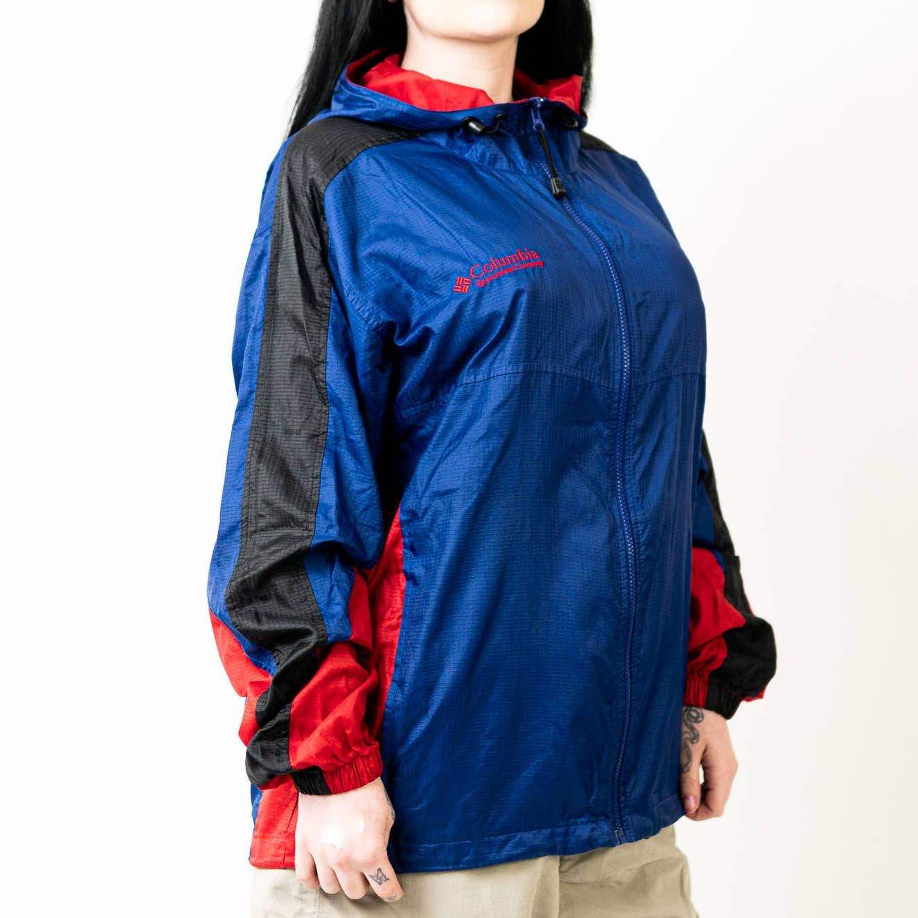 Vintage 90s Columbia Colorblock Windbreaker Track Jacket - S