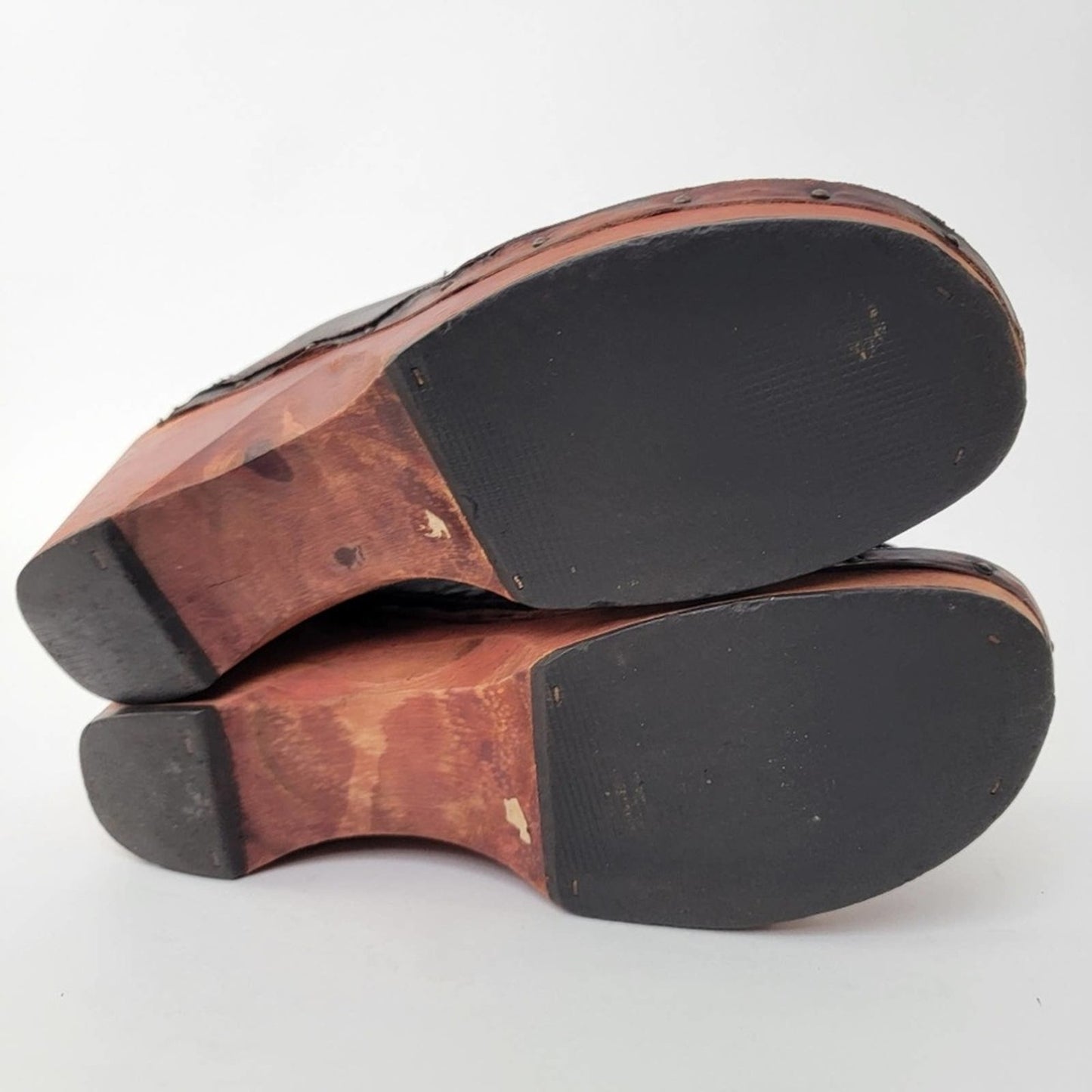 Vintage 70s Wooden Platform Clog Sandals - 6