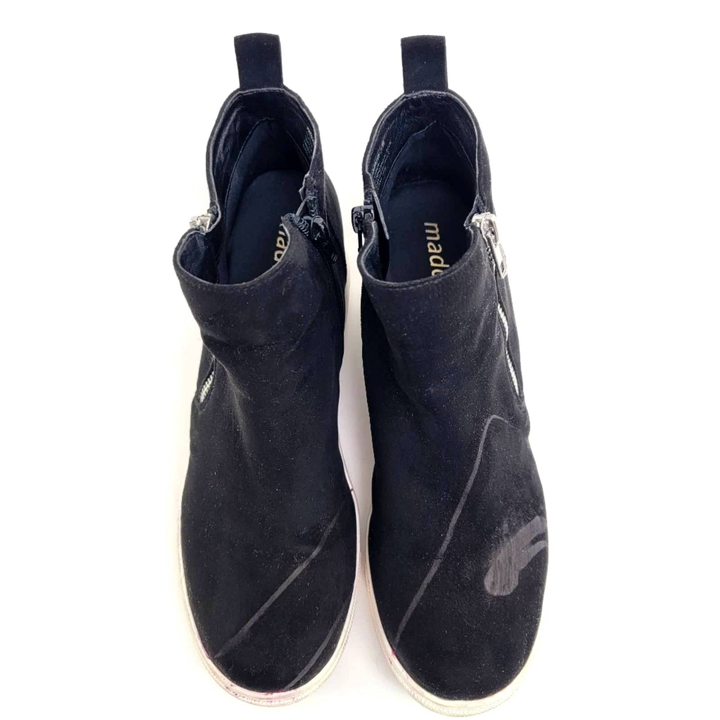 Madden Girl Piper Black Hidden Wedge Sneaker Booties - 8