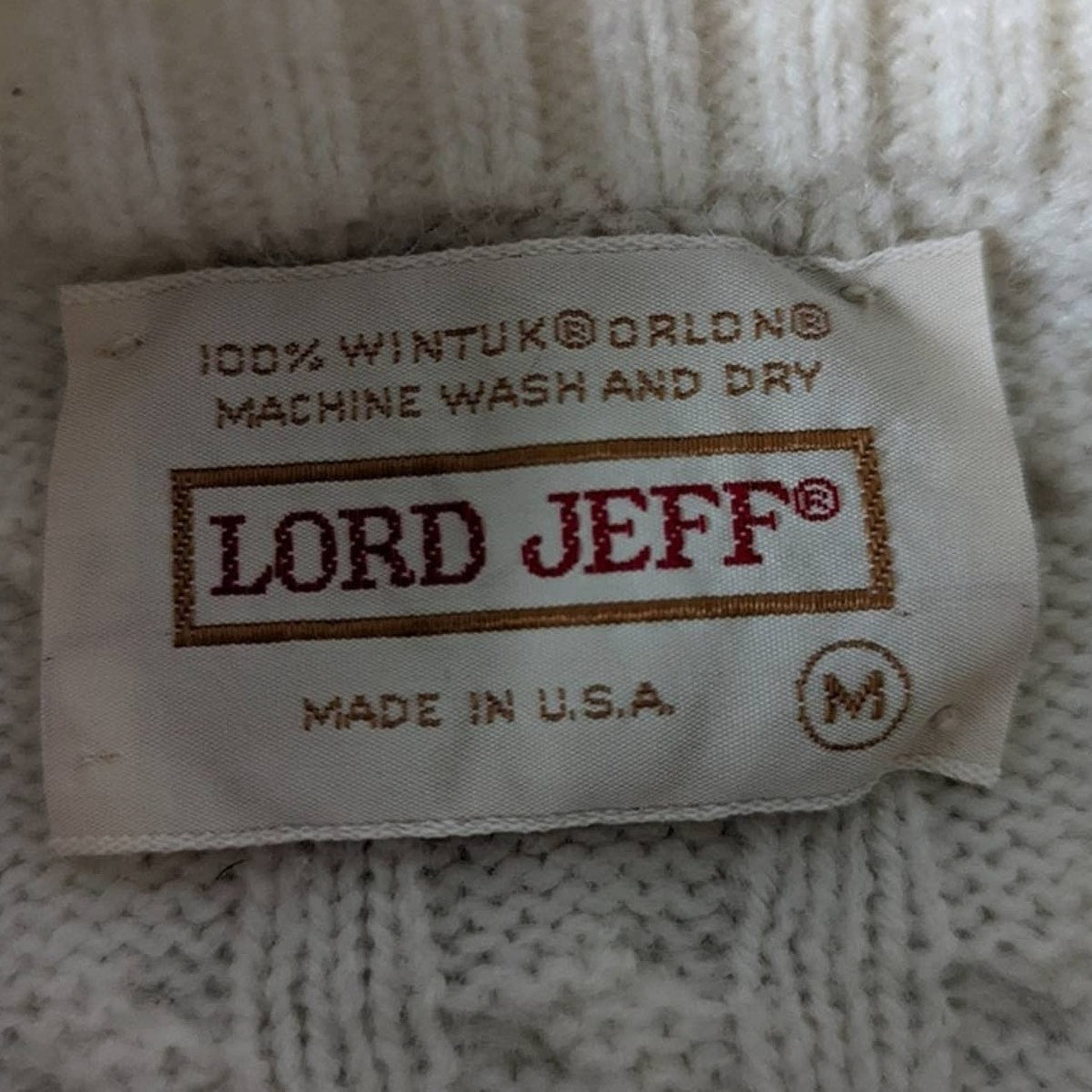 Vintage 70's Lord Jeff Cable Knit Turtleneck Sweater - M