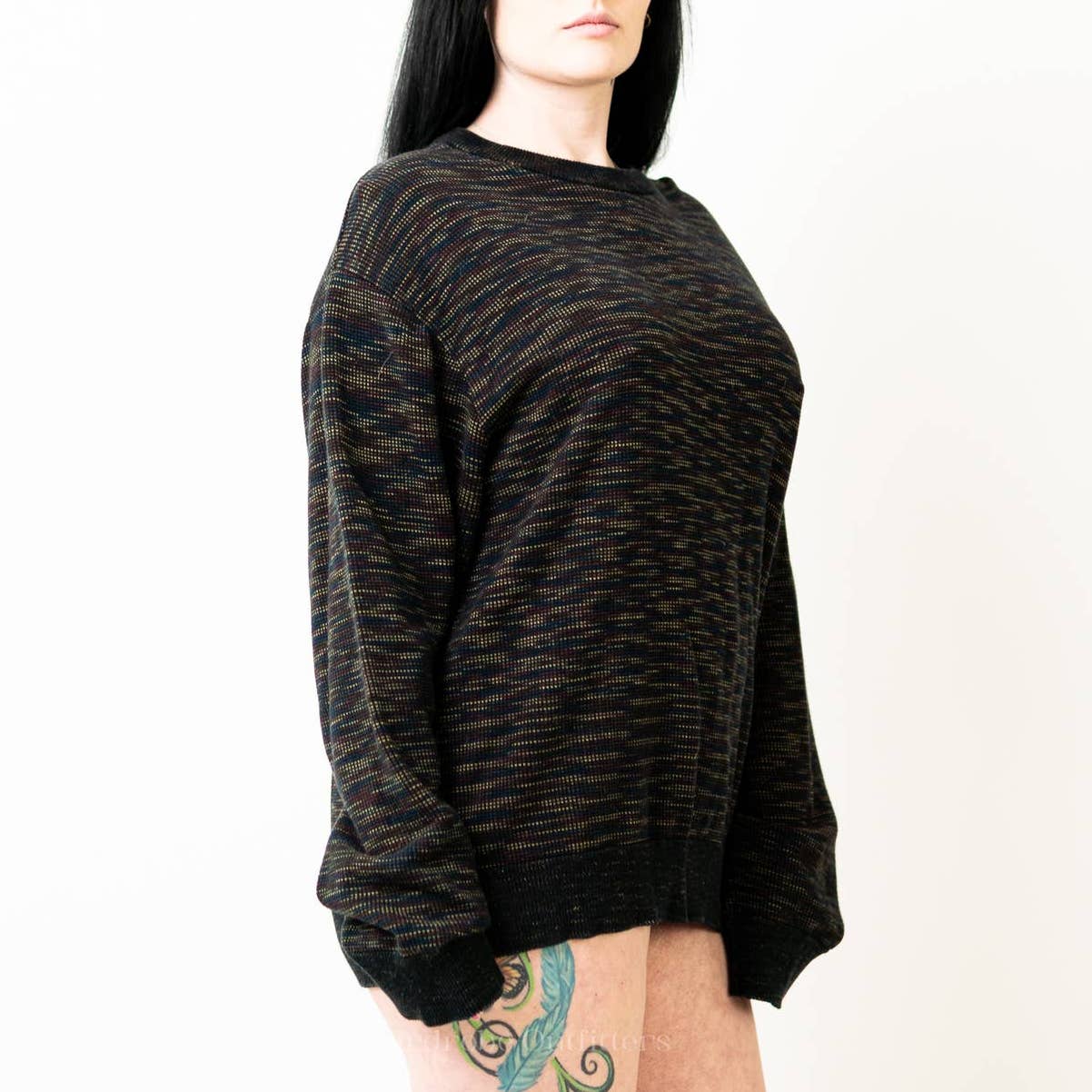 Vintage 90s Chunky Crochet Knit Multicolor Sweater by Greg Norman - L
